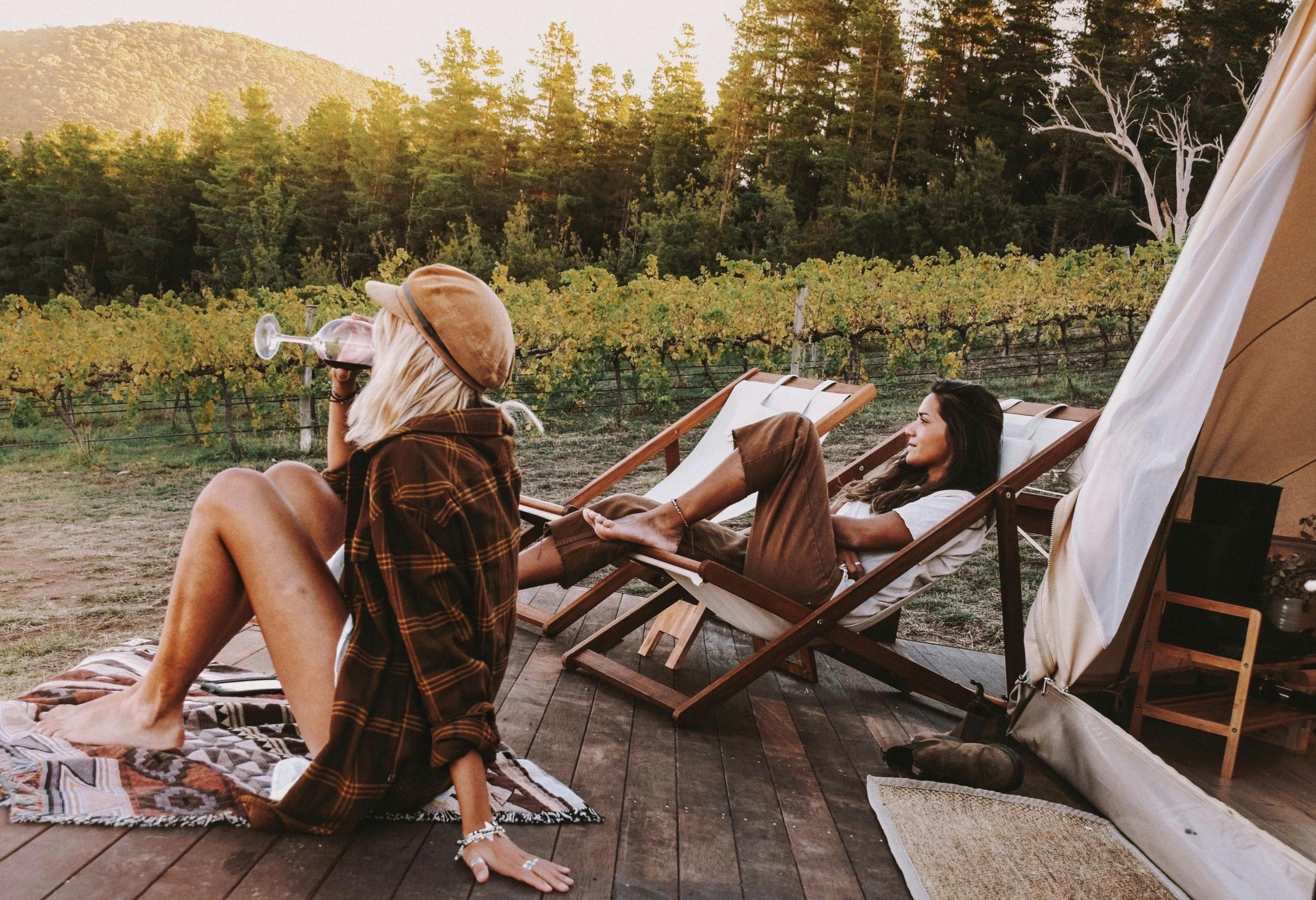 Edgar sits at the top of the vineyard, worth the uphill walk with views into the vines and pines