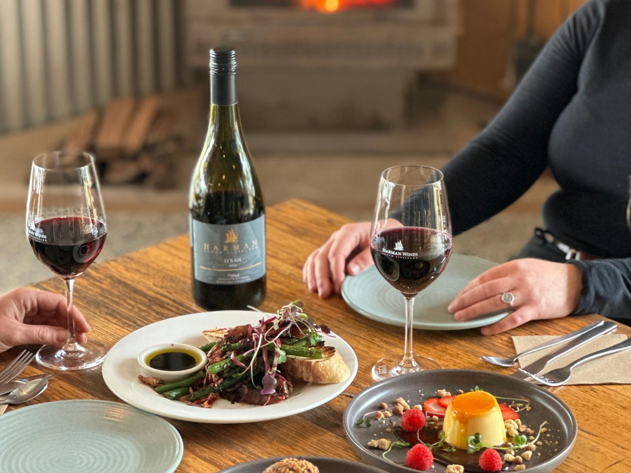 Delicious food and wine