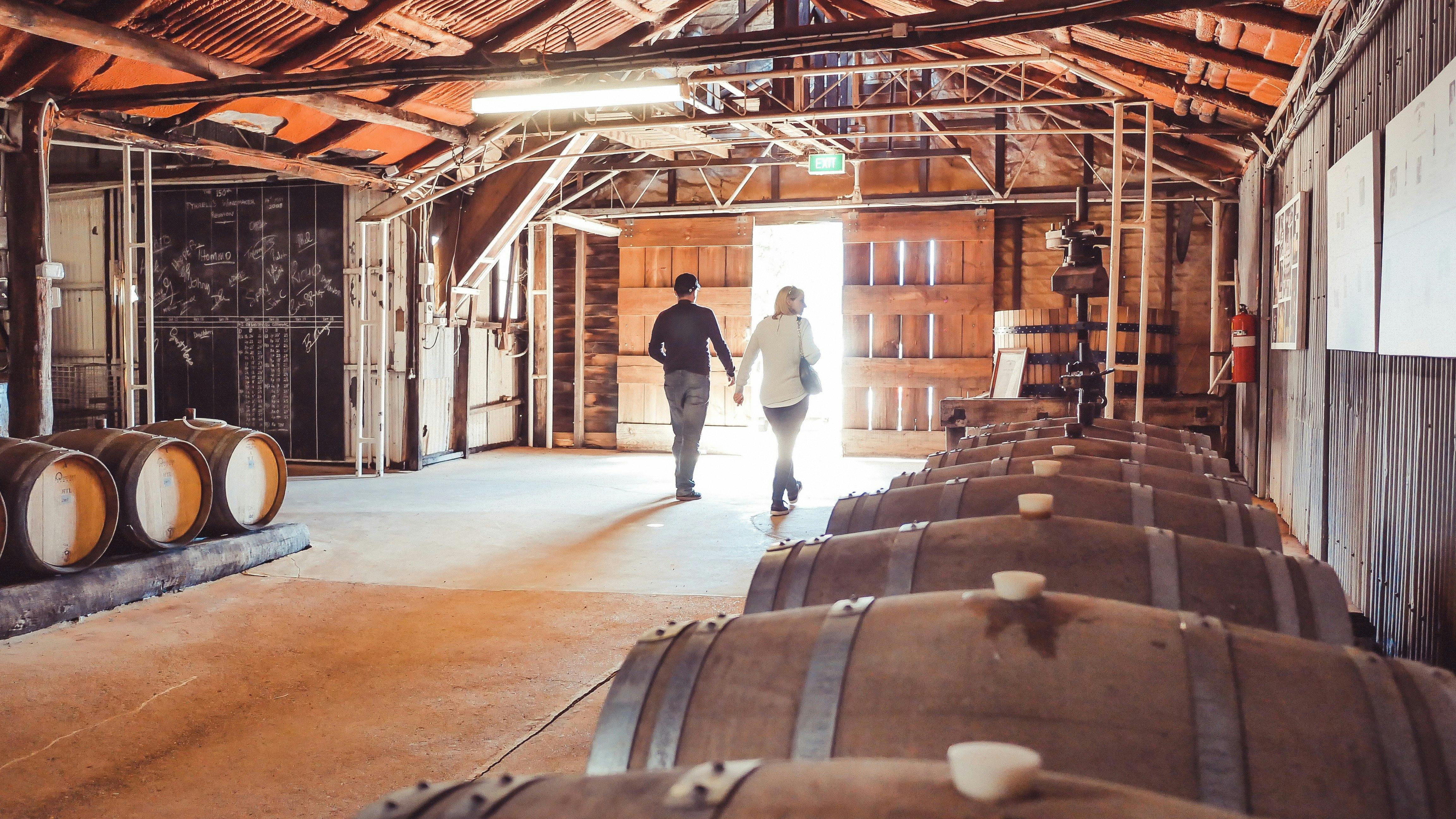 Winery tour at Tyrrell's, Hunter Valley.  Winery built in 1860's and still used today.