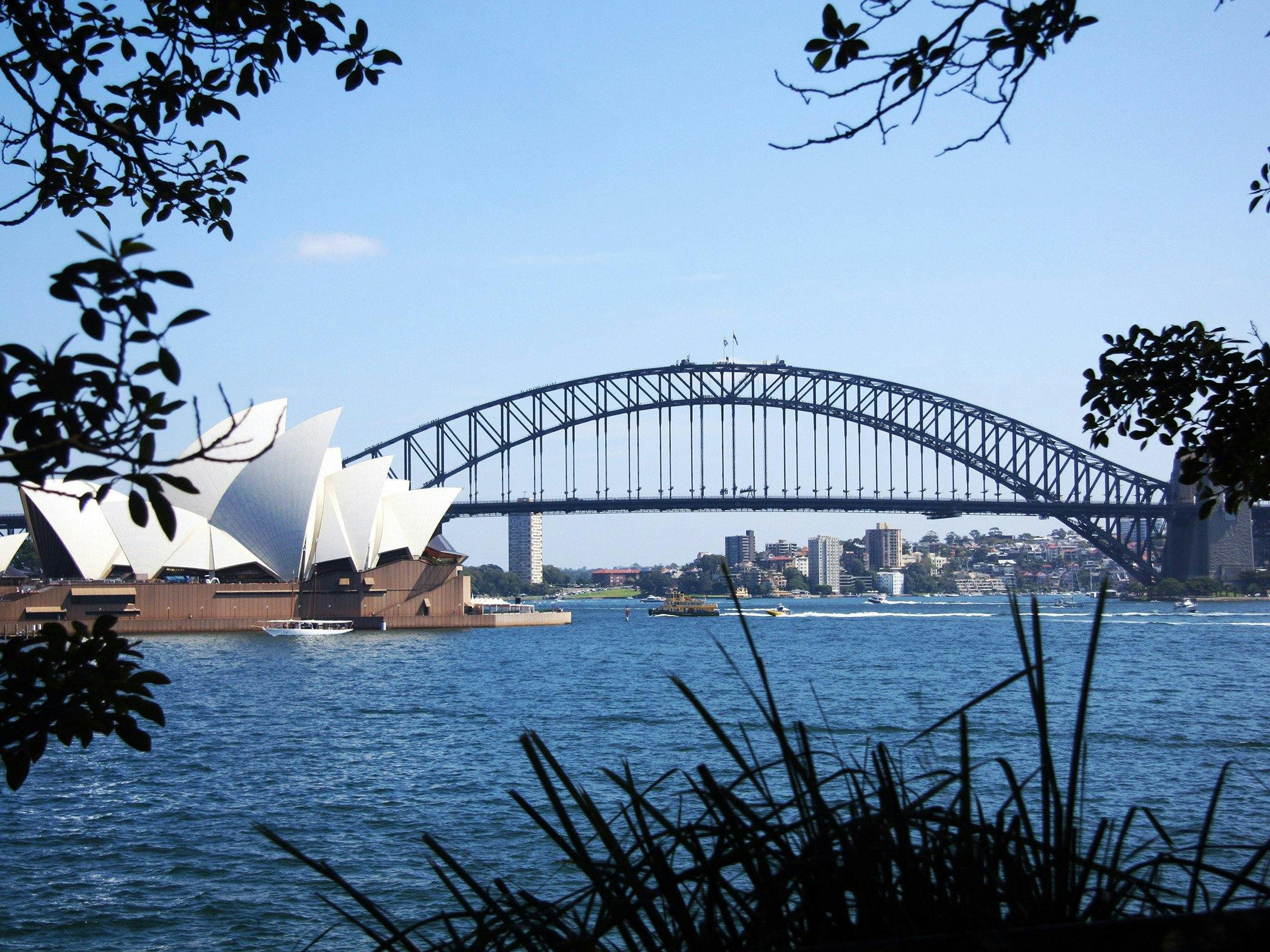 Sydney Opera House and Harbour Bridge from Mrs Macquarie’s Chair on our private Sydney half day tour