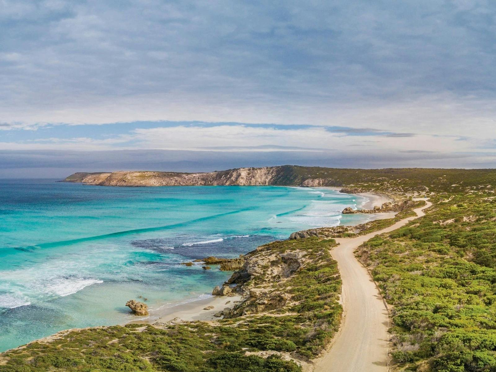 A drone shot of Pennington Bay