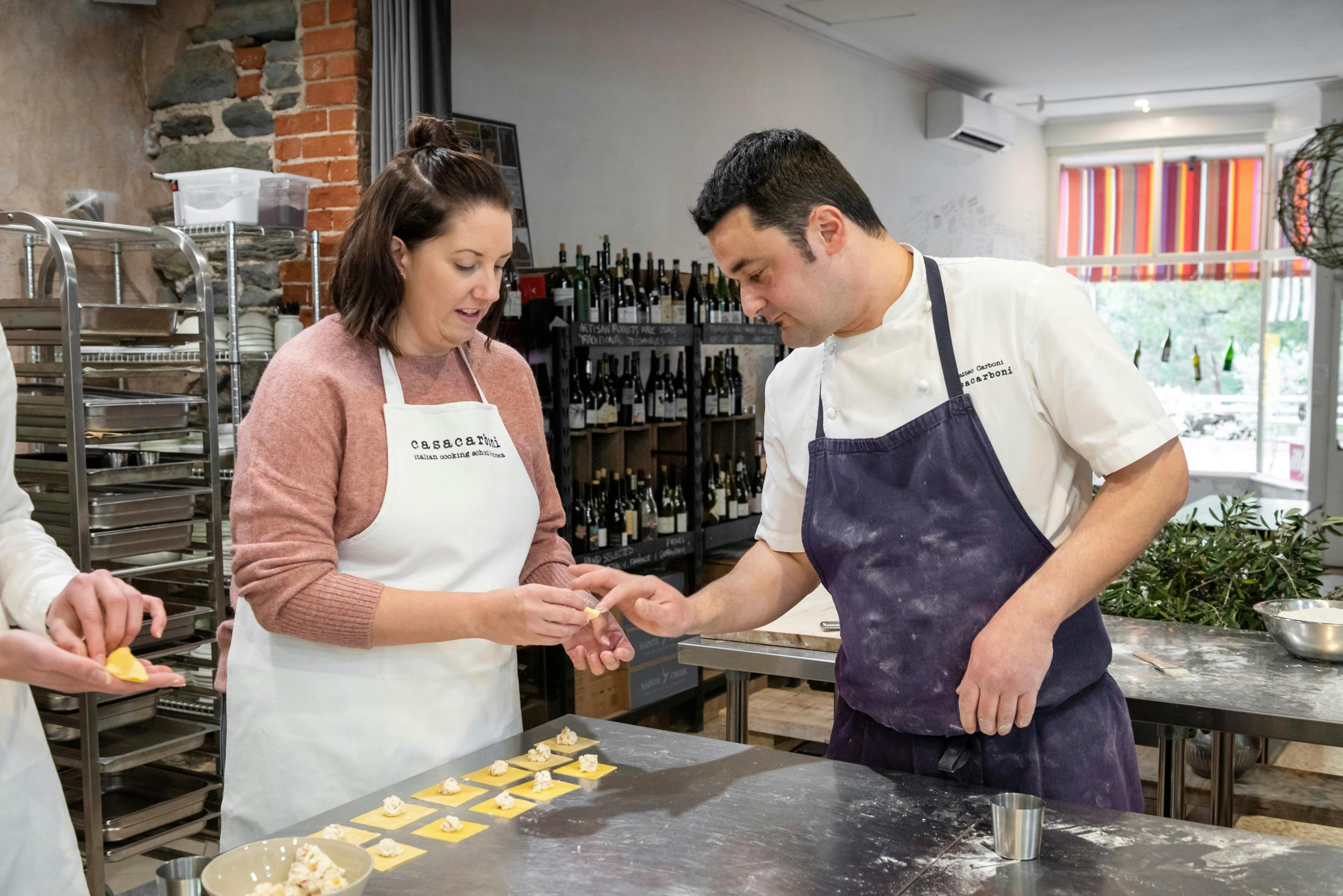 Making fresh pasta filled with local cheese