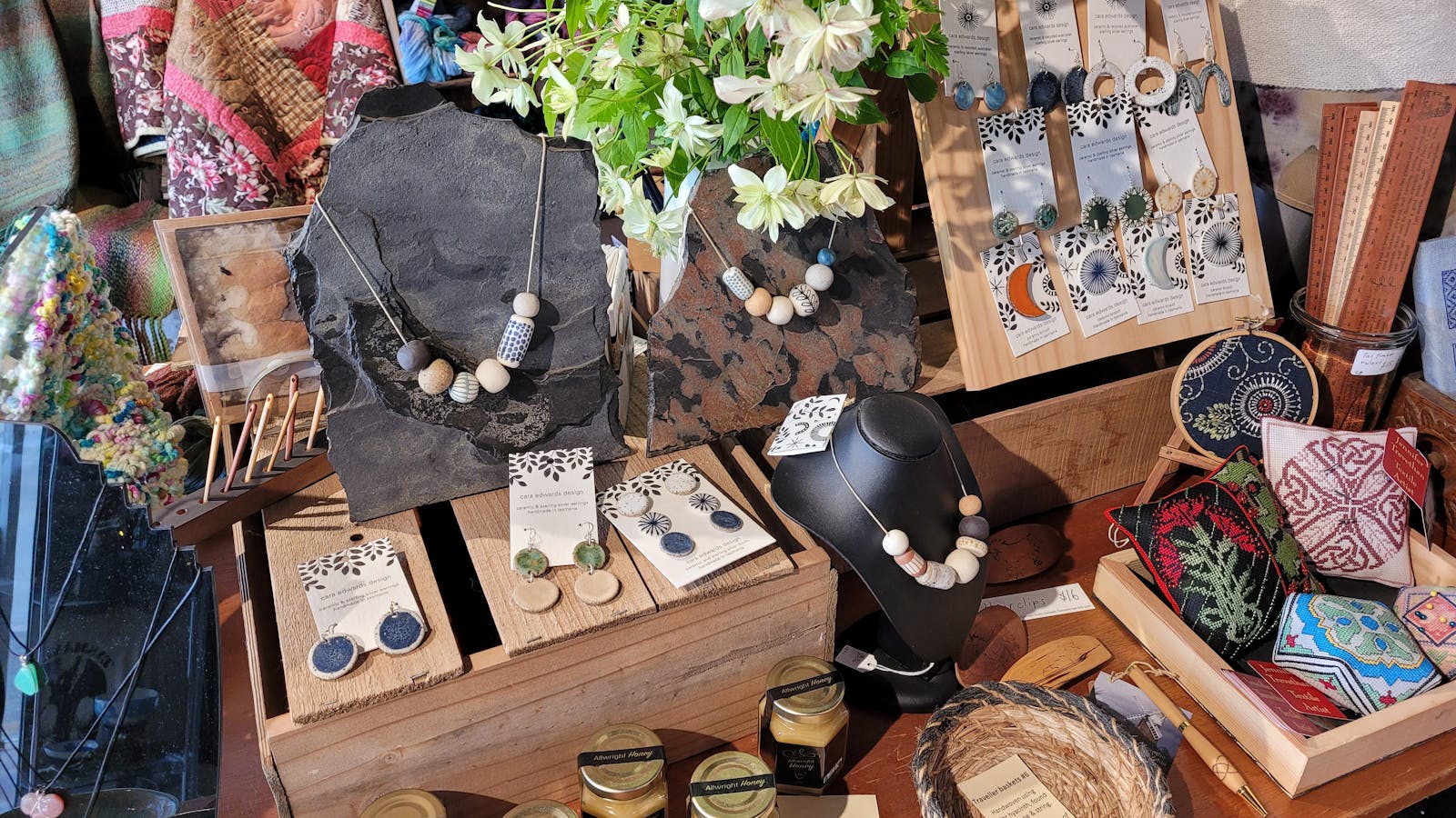 Local honey, jewellery and handcrafted items will delight as you explore the studio.