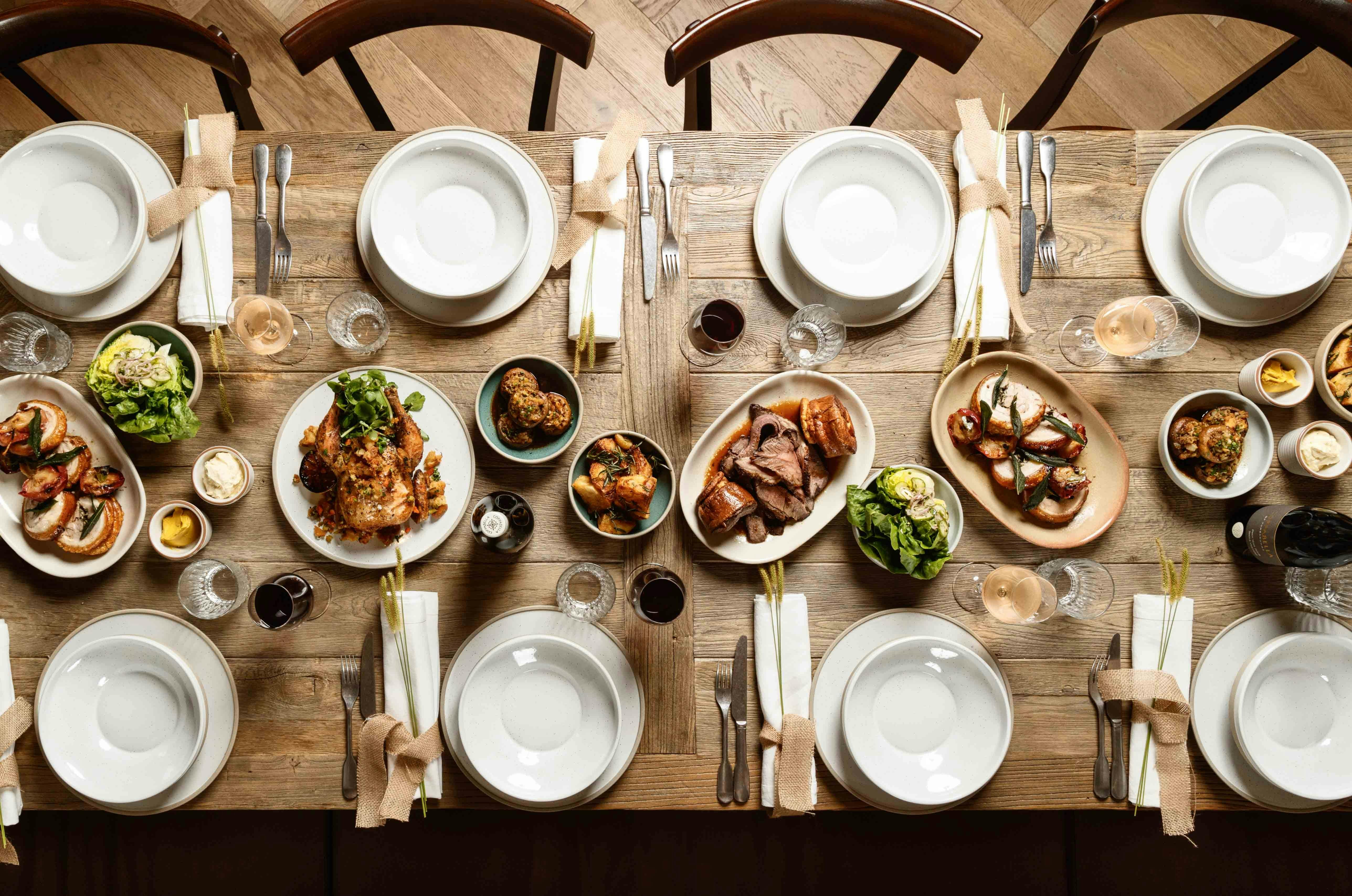 Family-style shared dishes in the bistro