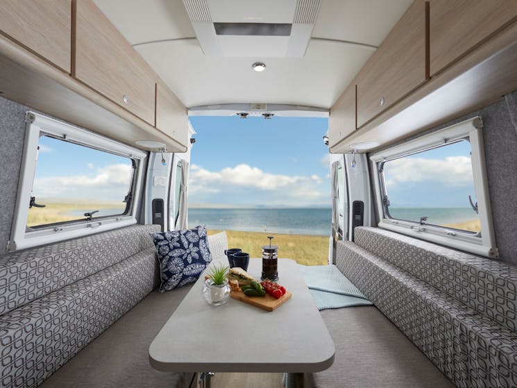 Let's Go Motorhomes Escape Campervan living and dining area interior