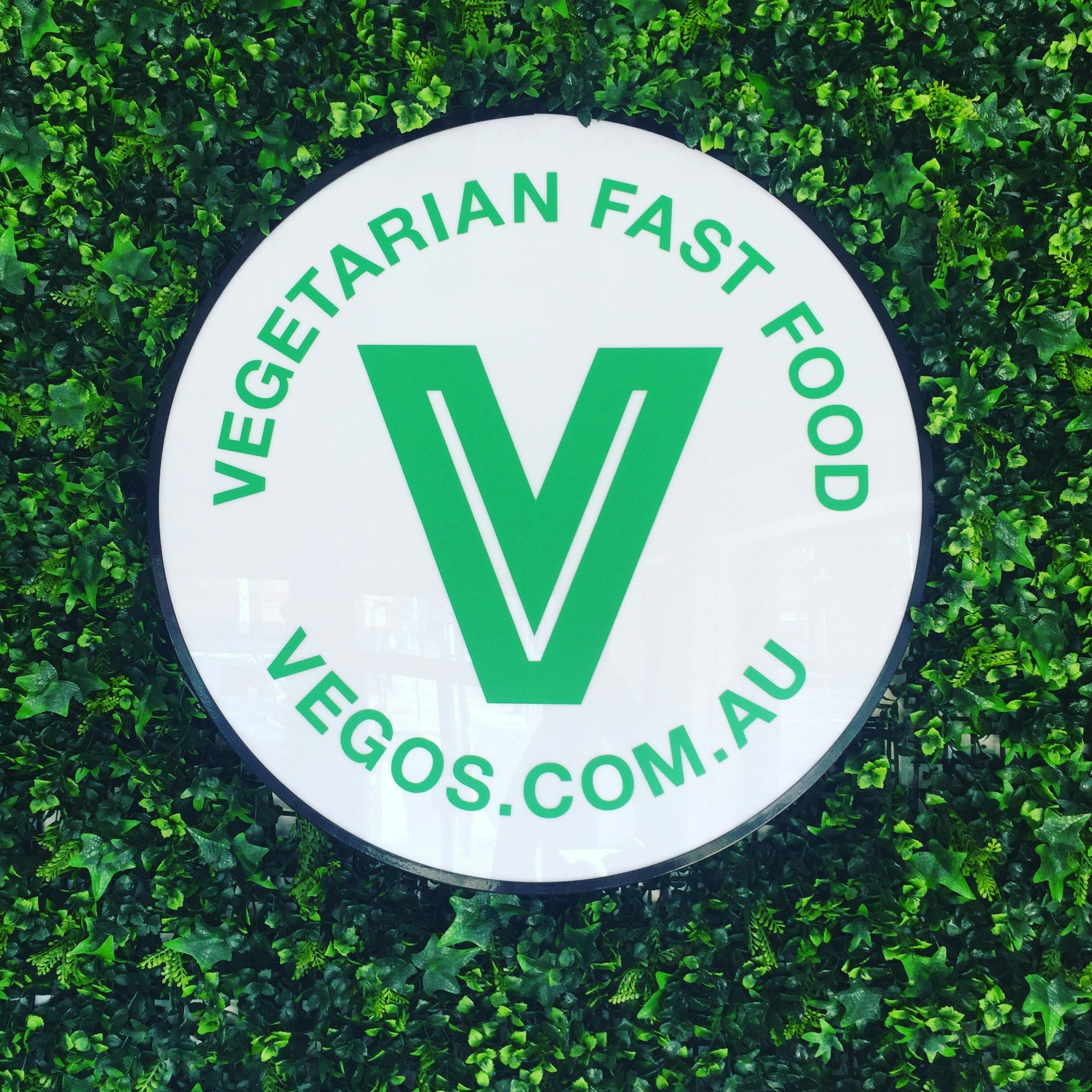 Vego's Vegetarian Fast Food logo and wall