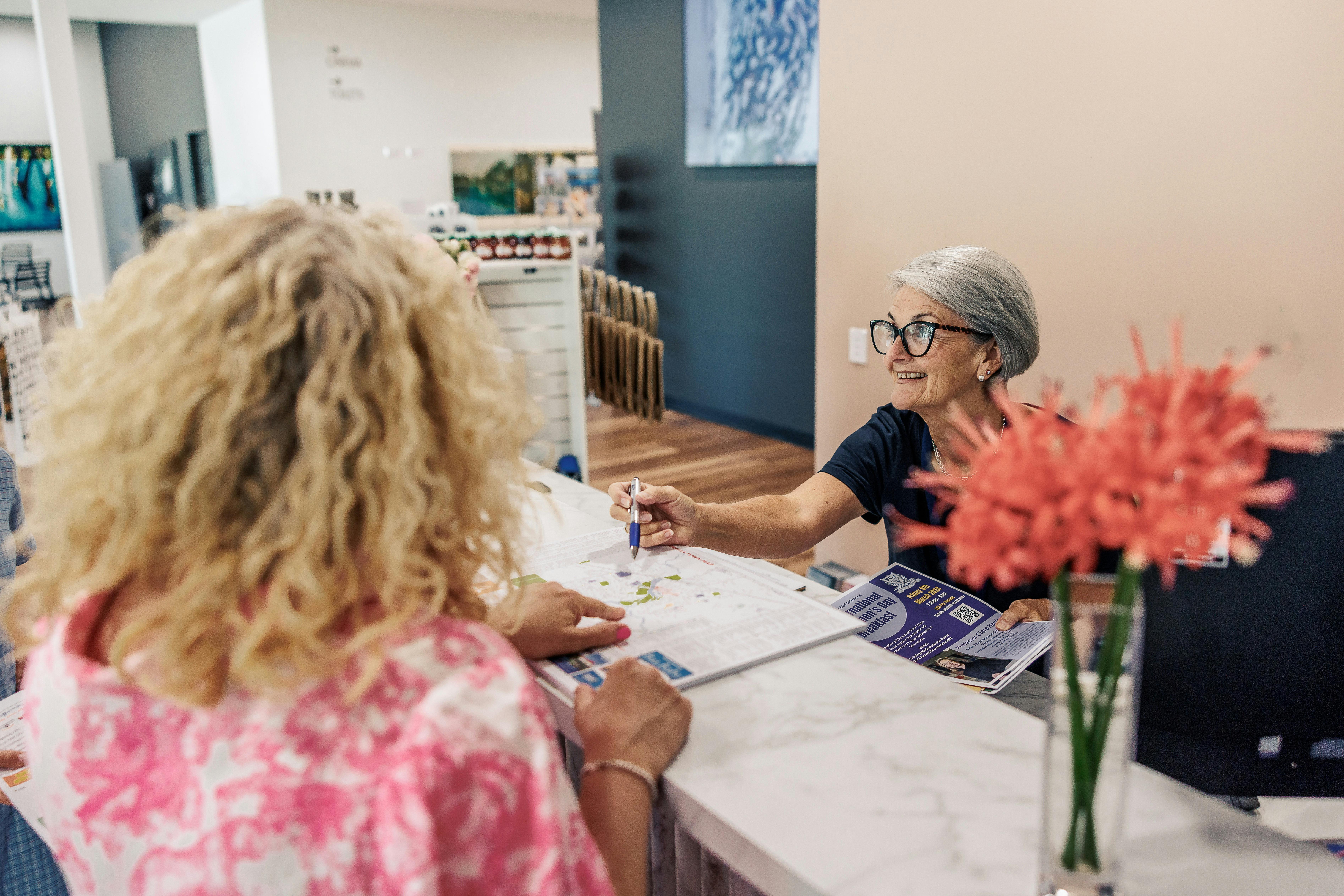 Volunteer and Customer at the Benalla Visitor Information Centre