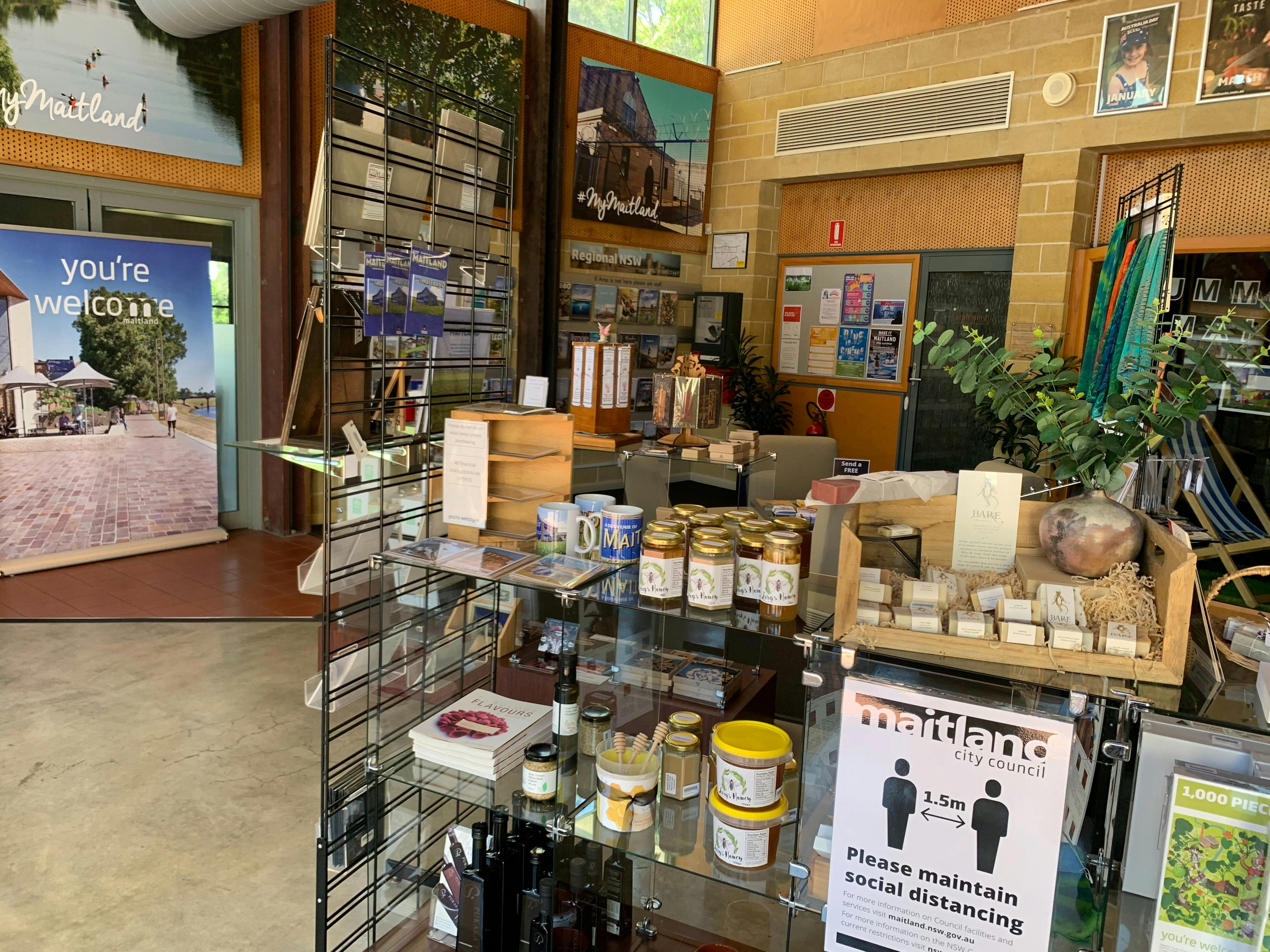 Retail space within Maitland Visitor Information Centre.