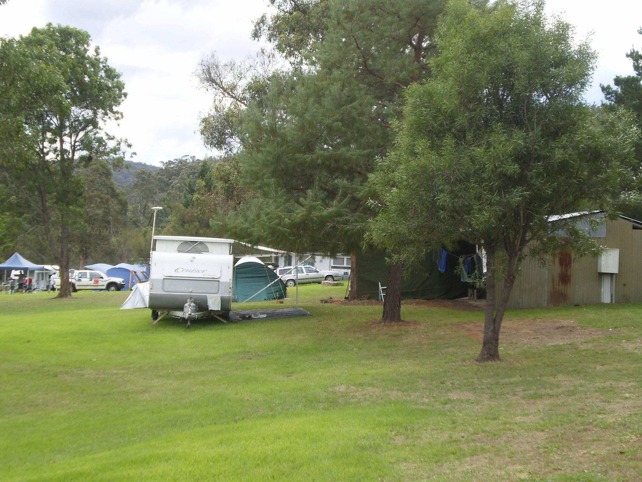 Powered site areas for caravans,campervans,tents.