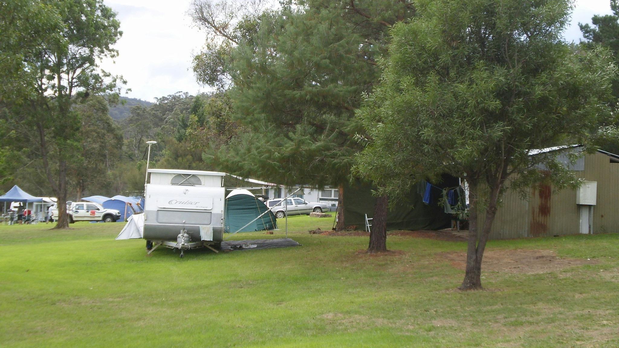 Powered site areas for caravans,campervans,tents.