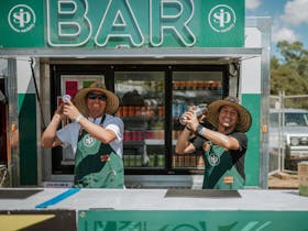 Two bar men shaking cocktails at Caltowie, South Australia