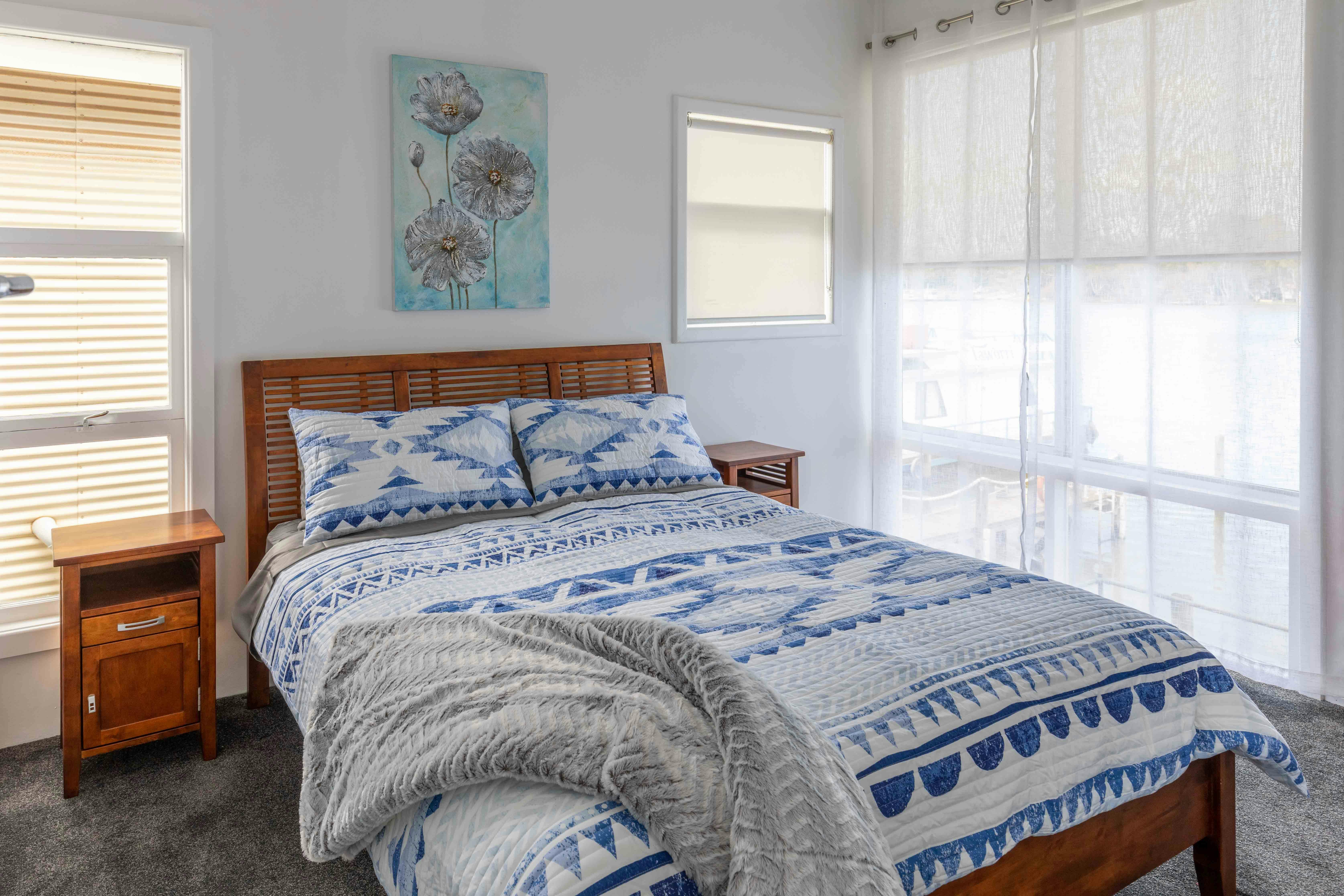 Main bedroom with views over the river