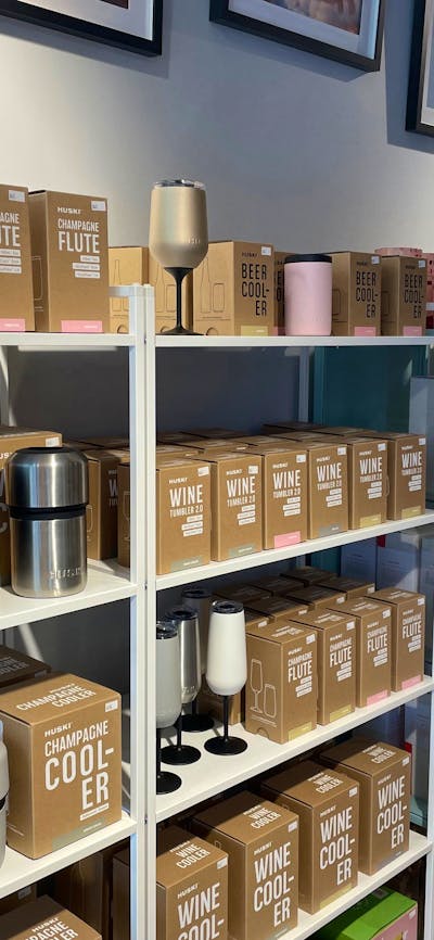 Huski coolers and flutes displayed for stylish entertaining and gifting.