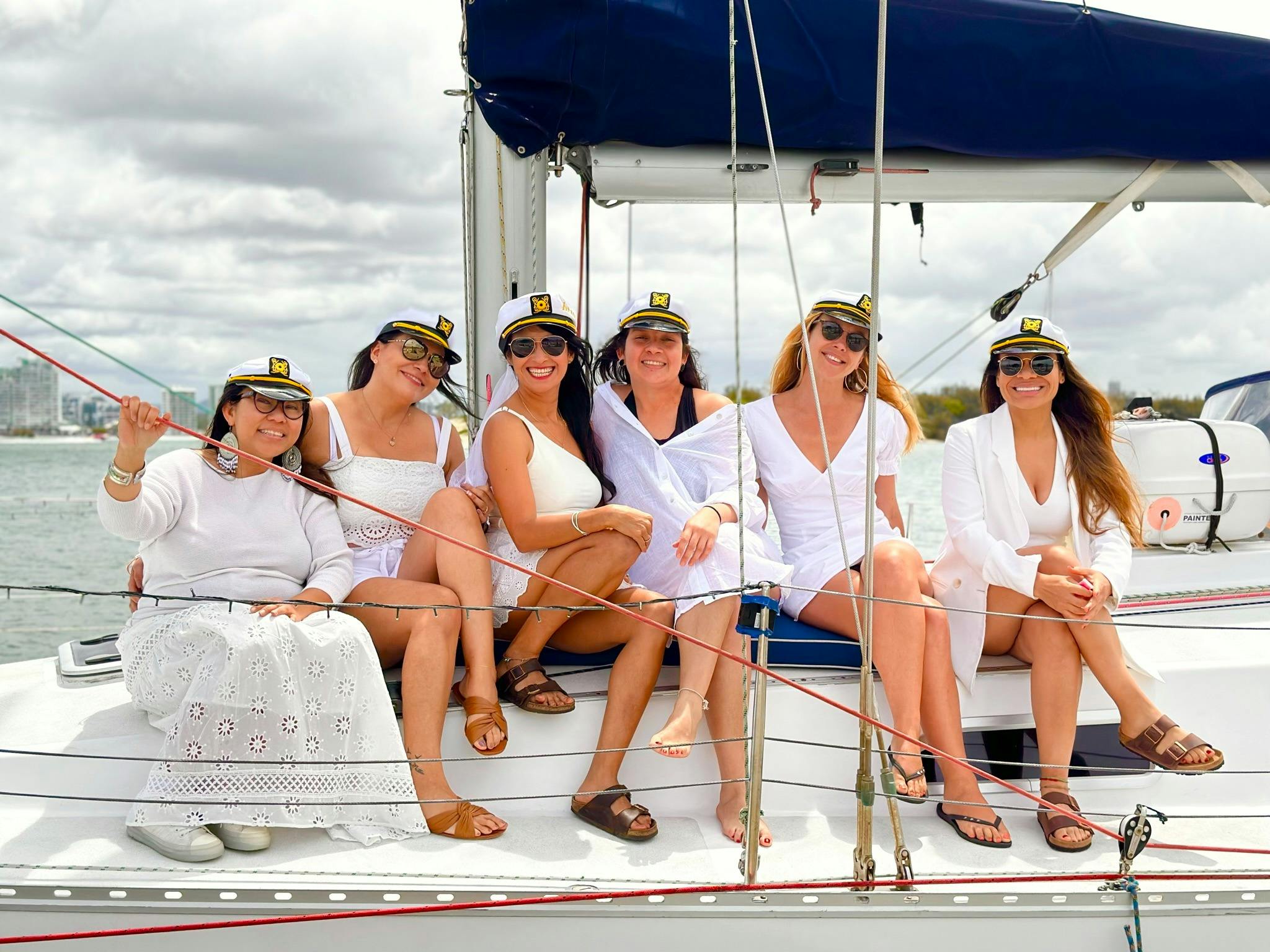 Group of women enjoyed hens night on privae sunset sailing charter. Sun Sailing Group of women enjoyed hens night on privae sunset sailing charter. Sun Sailing