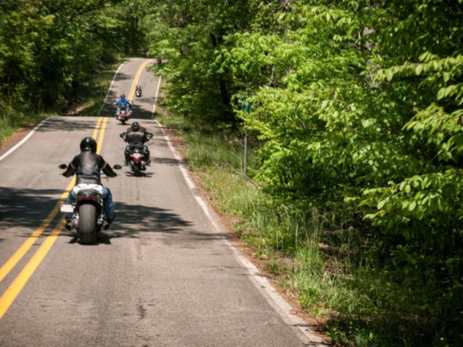 Bikers group on a country road