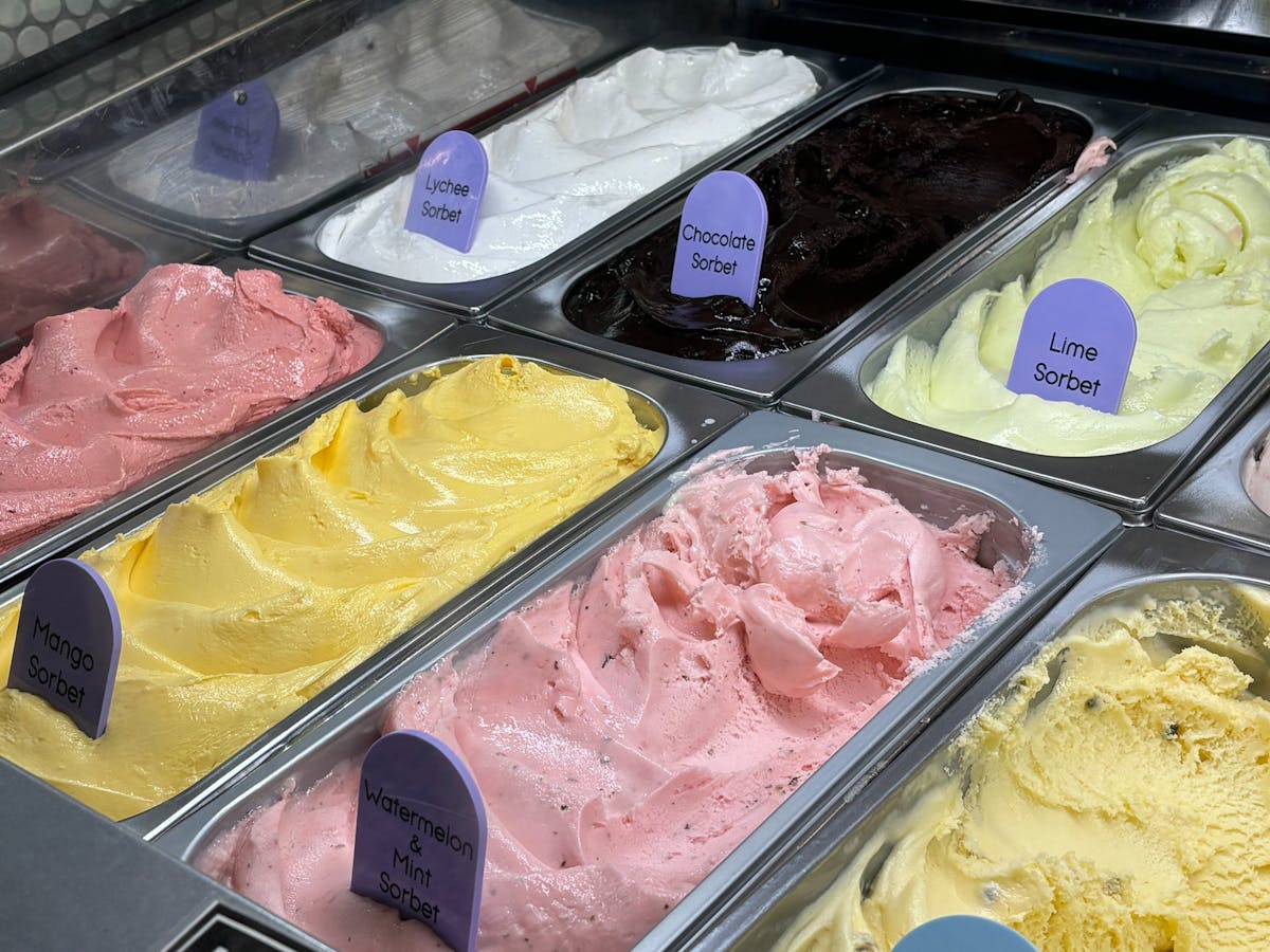 7 of our 24 gelato/sorbet flavours in store