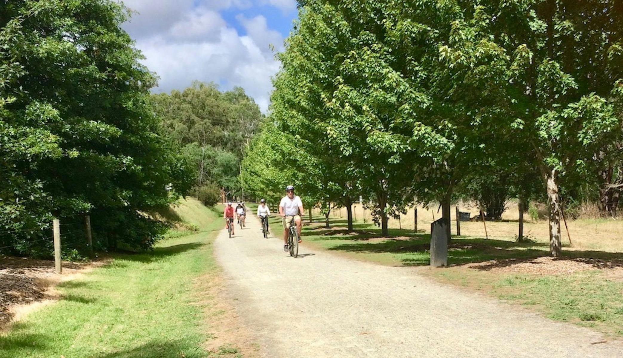cycling into seville railway station on the warburton rail trail