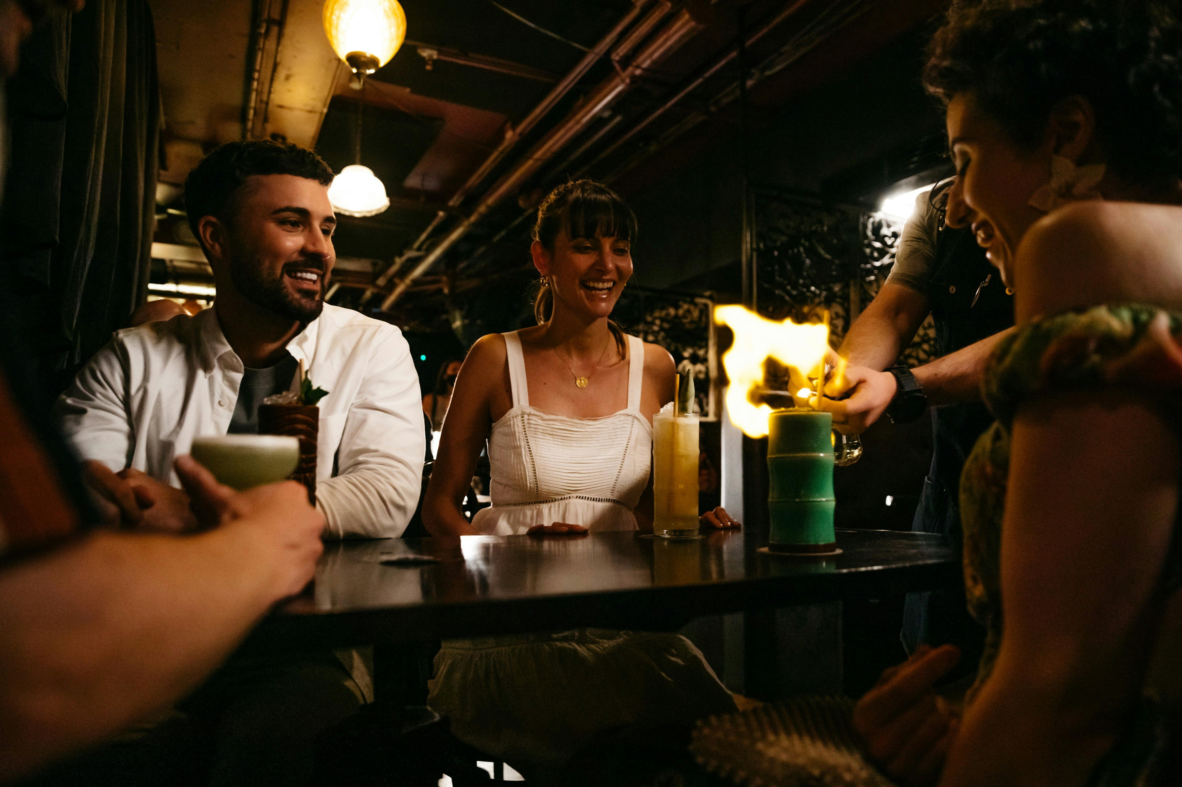 Guests enjoying cocktails at the Stitch Bar Buenas Noches Long Lunch event, Sydney CBD