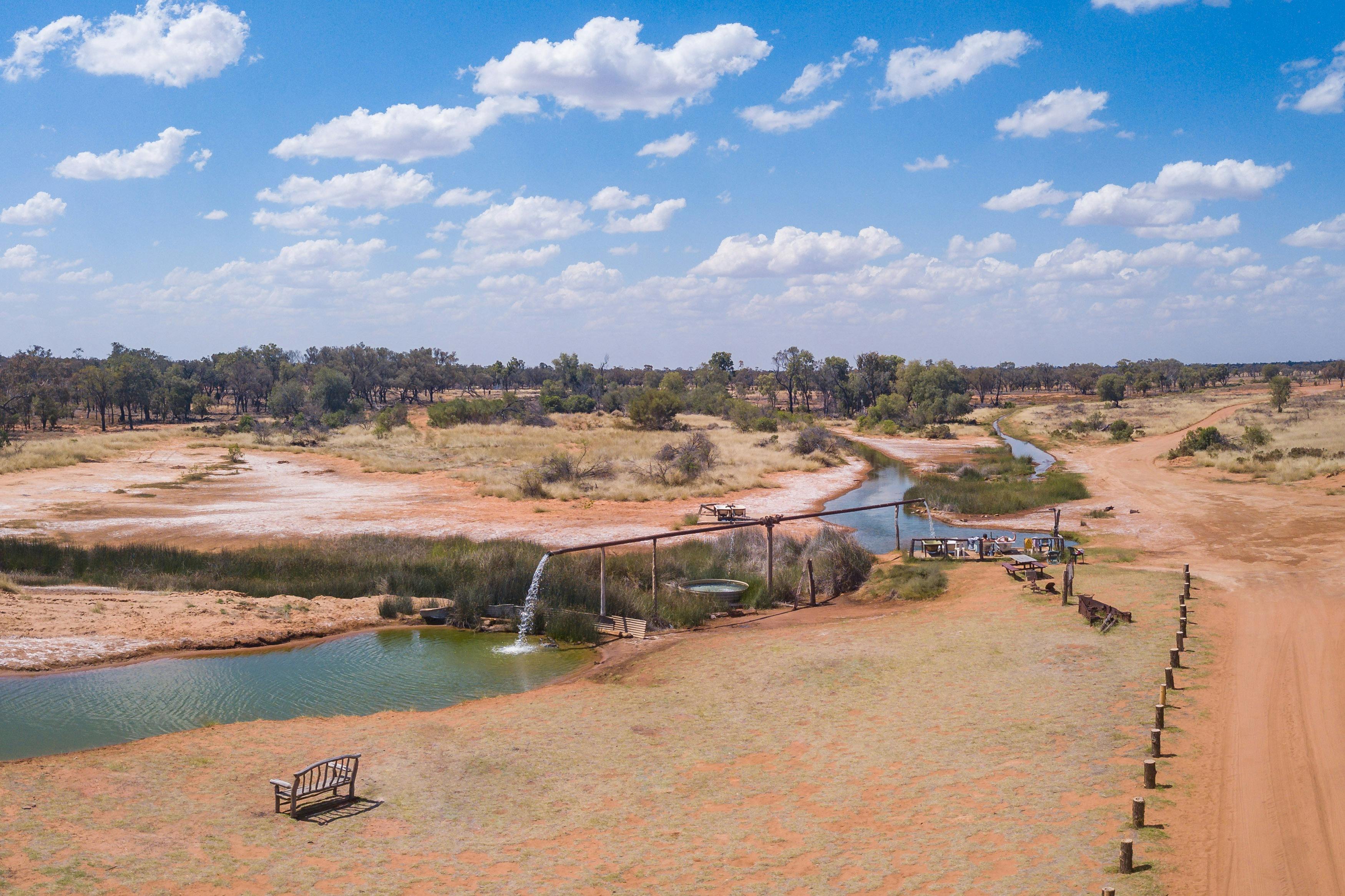 A big picture scenic view of the Bore Campsite, Charlotte Plains, Outback Queensland