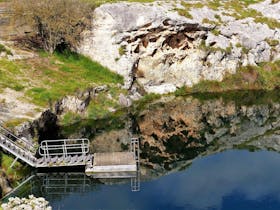 Pontoon for safe decent for swimmers and cave divers into the Little Blue Lake at Mount Schank SA