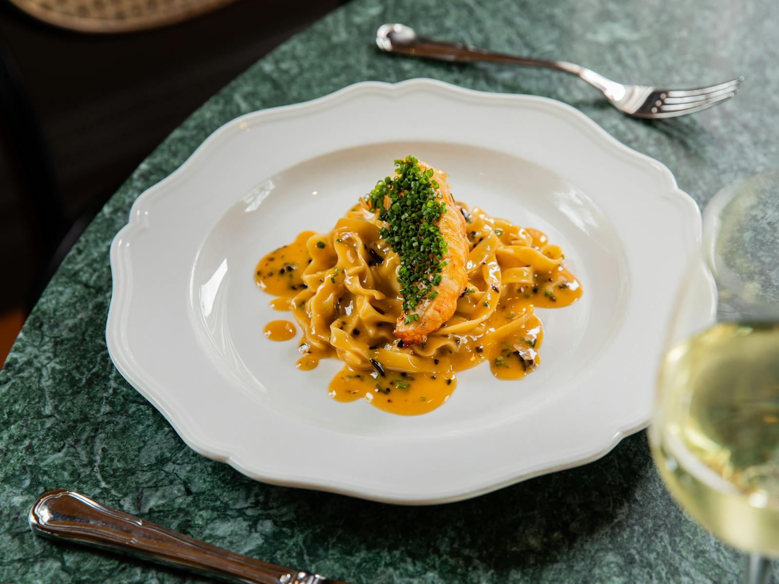 Moreton Bay bug pasta, crustacean butter at Ursula's Paddington
