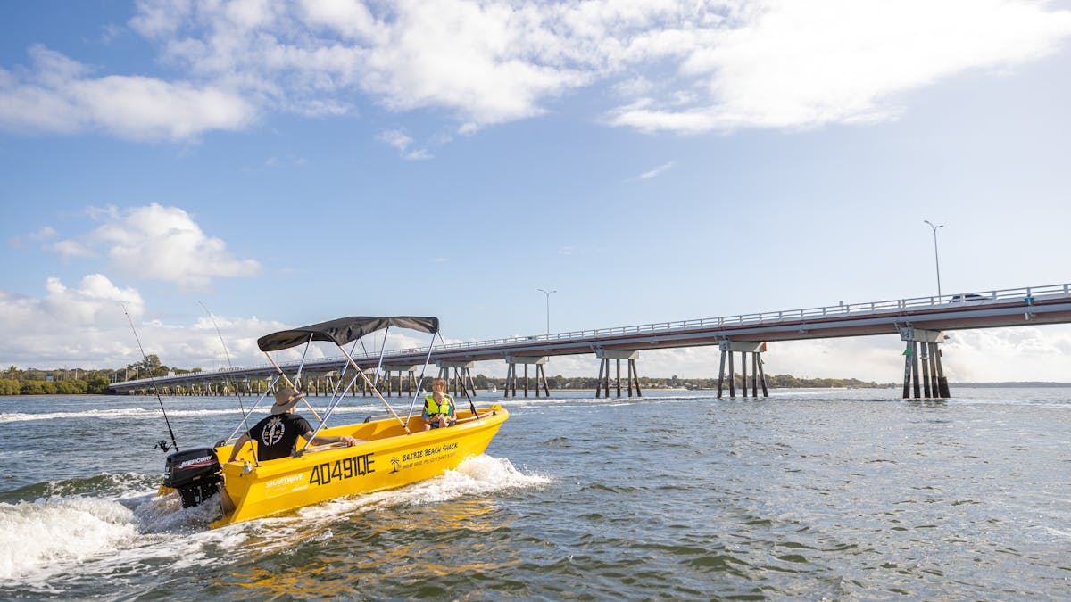 Bribie Beach Shack Self-hire and drive cruising boat