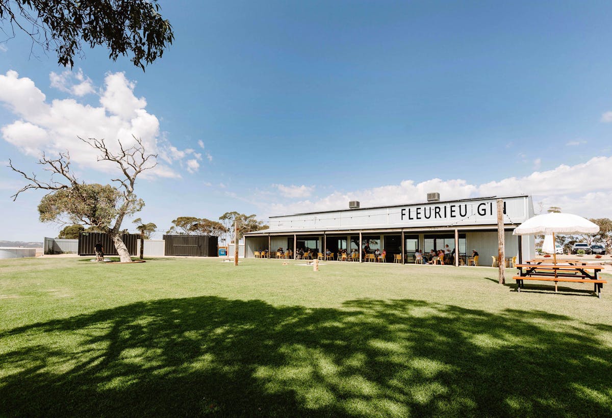 Fleurieu Gin Outside Dining and Lawn Area