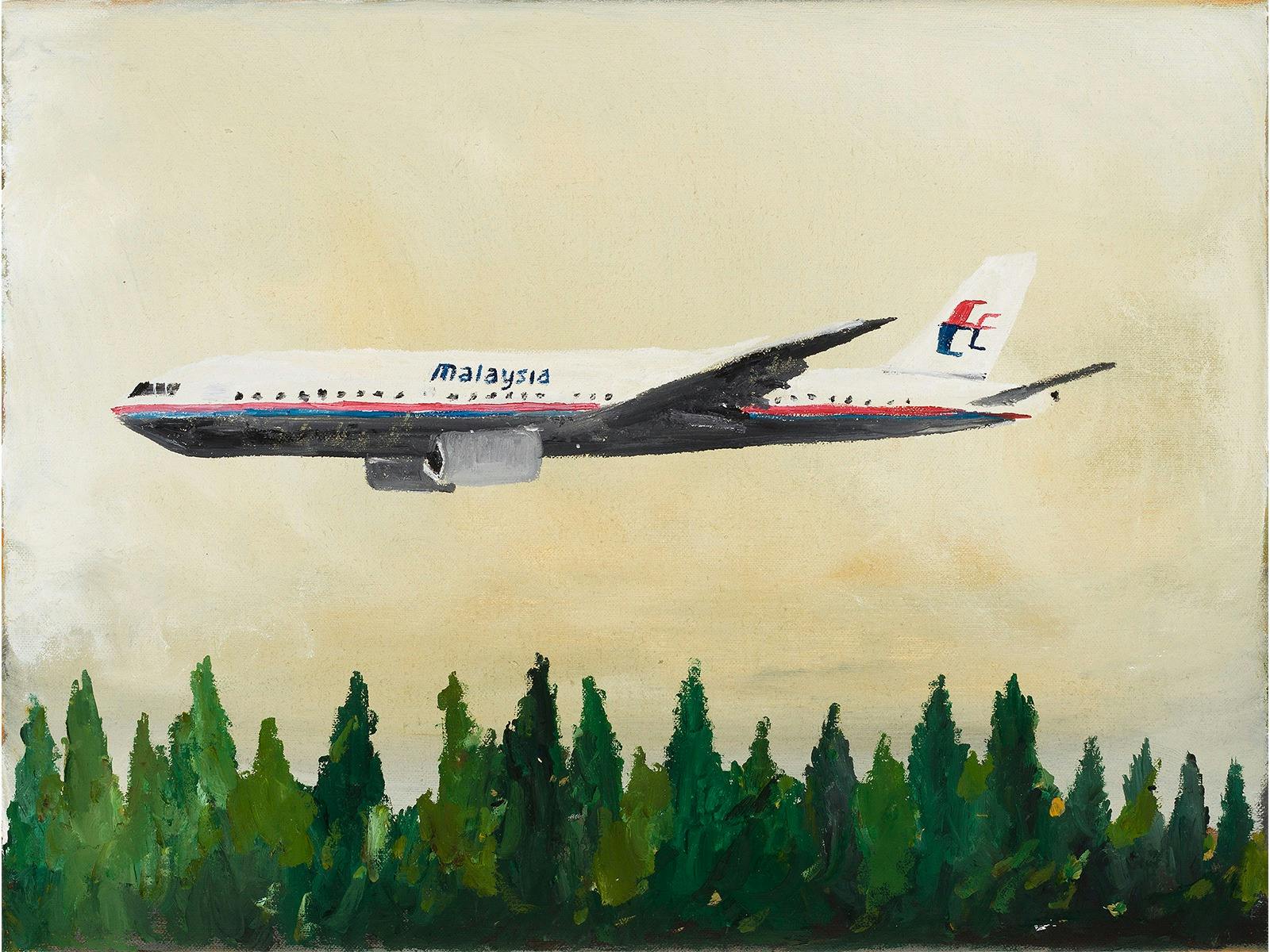 Richard Lewer, Malaysia Airline Flight 370, 2026, acrylic on linen, 31.0 x 41.0 cm