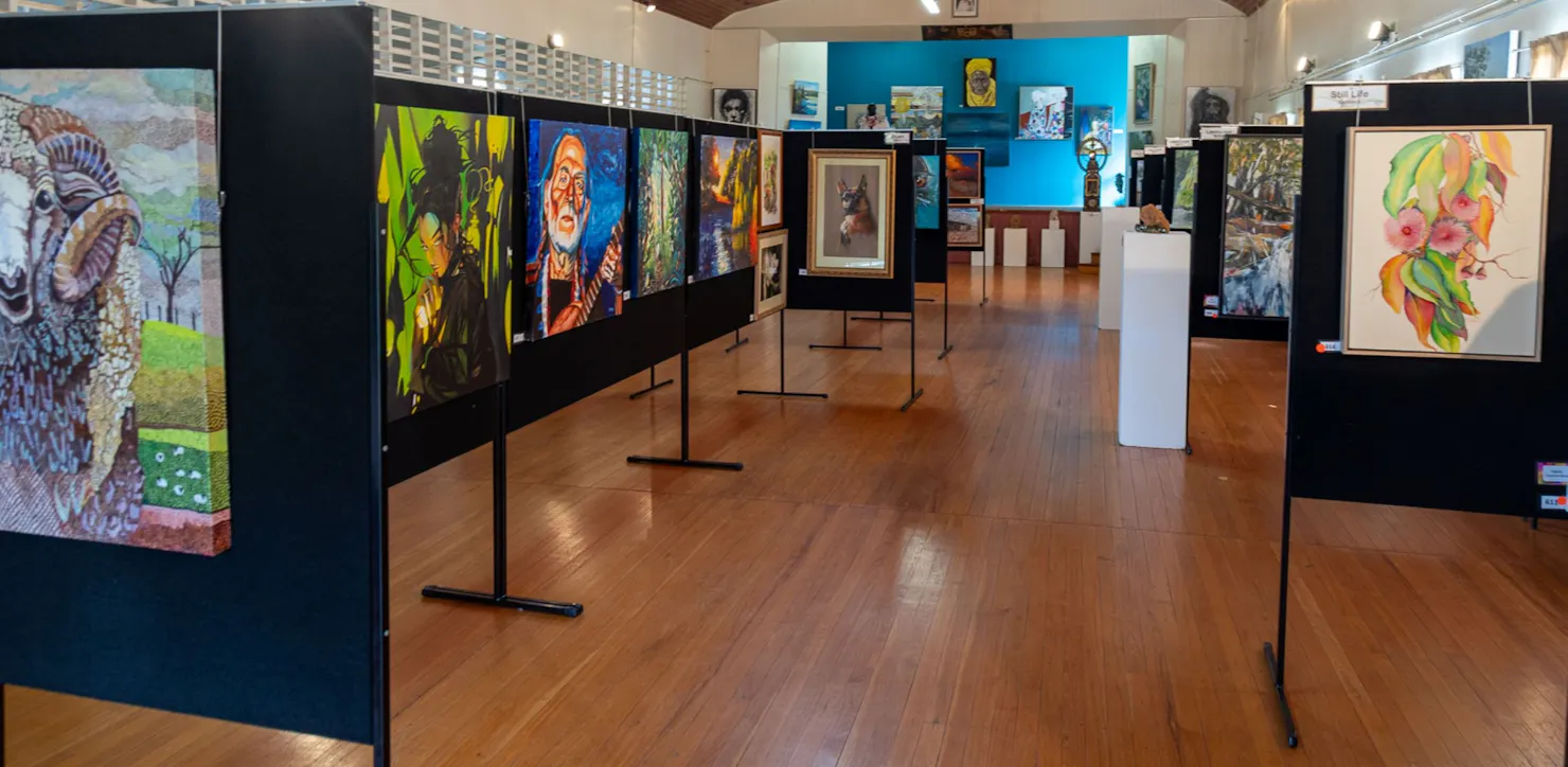 Original artwork on display boards at Imbil, Queensland