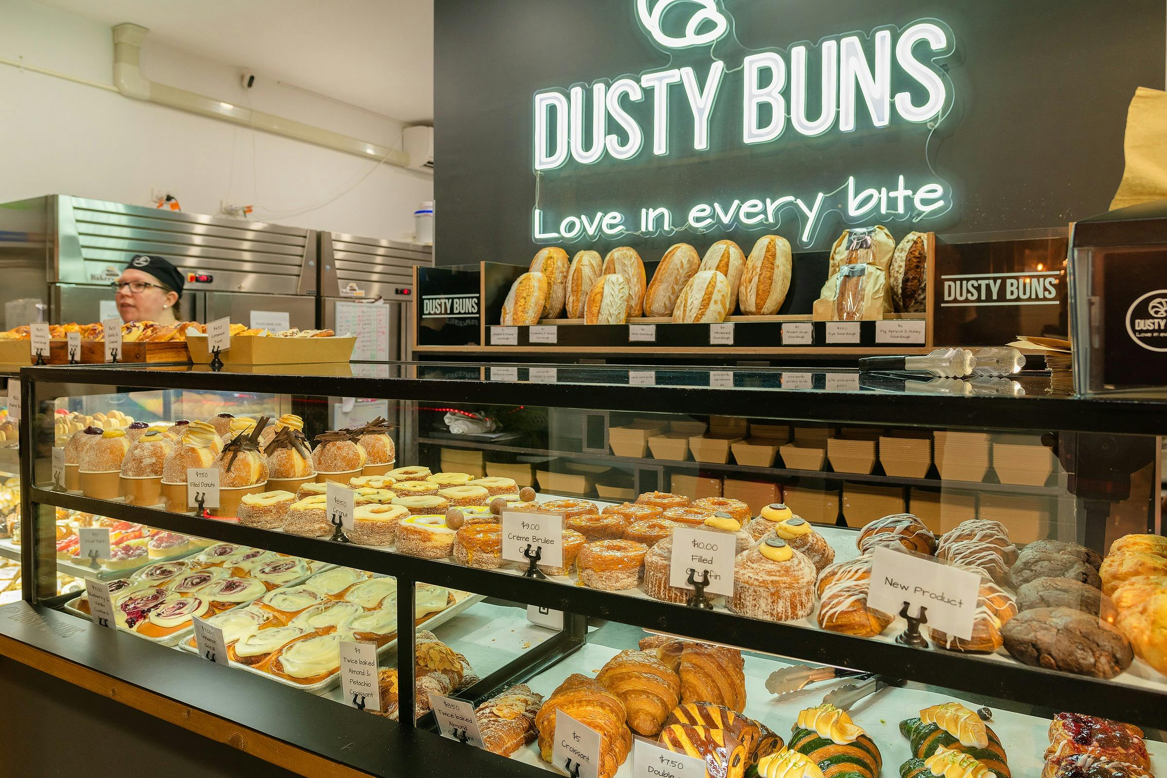 A selection of baked goods on display at Dusty Buns