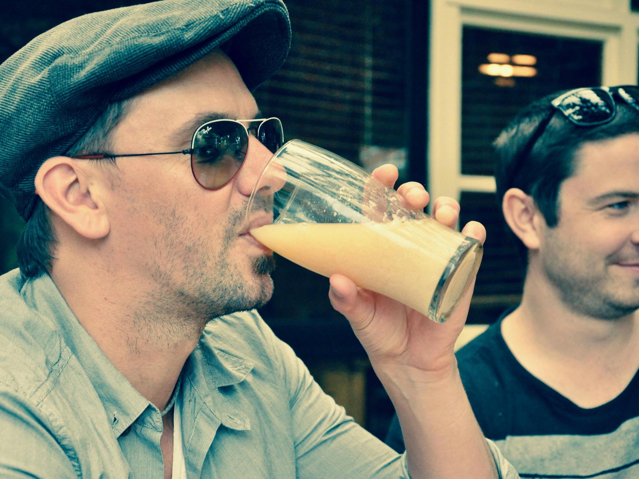 Gary drinking a beer on one of Andy's Trails Tours