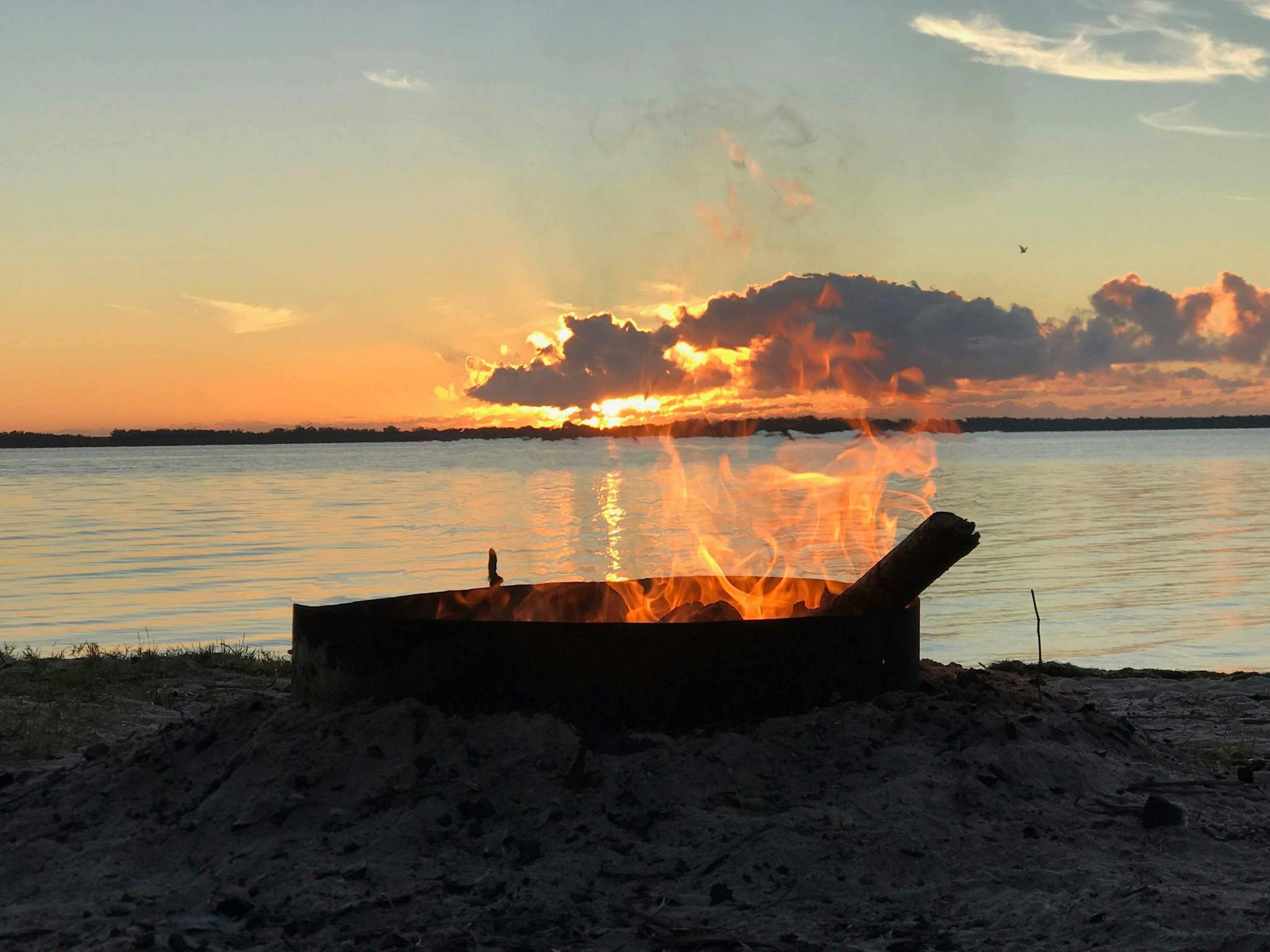 Campfire on beach