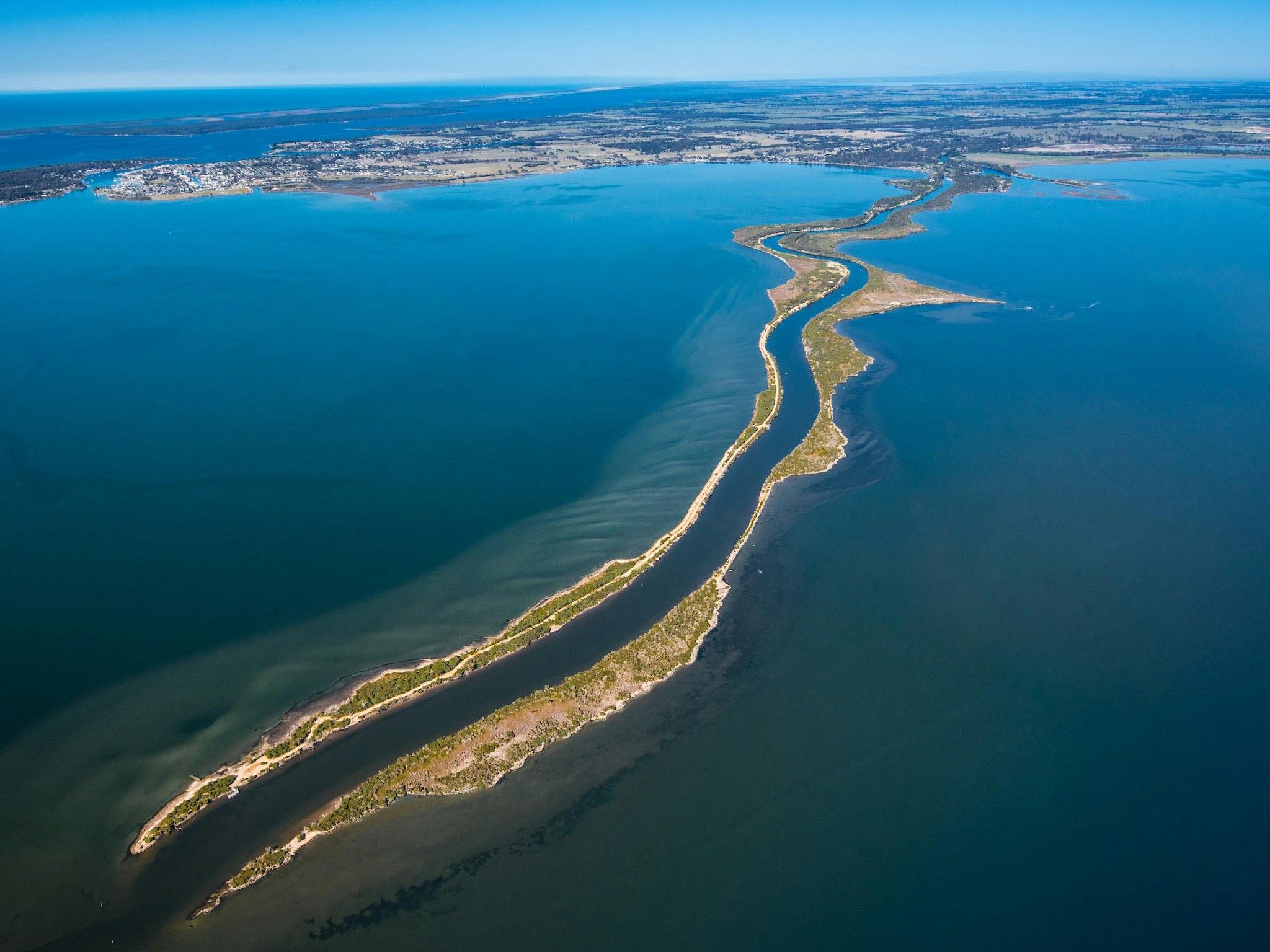 The Silt Jetties iconic view from the mouth of the Mitchell River