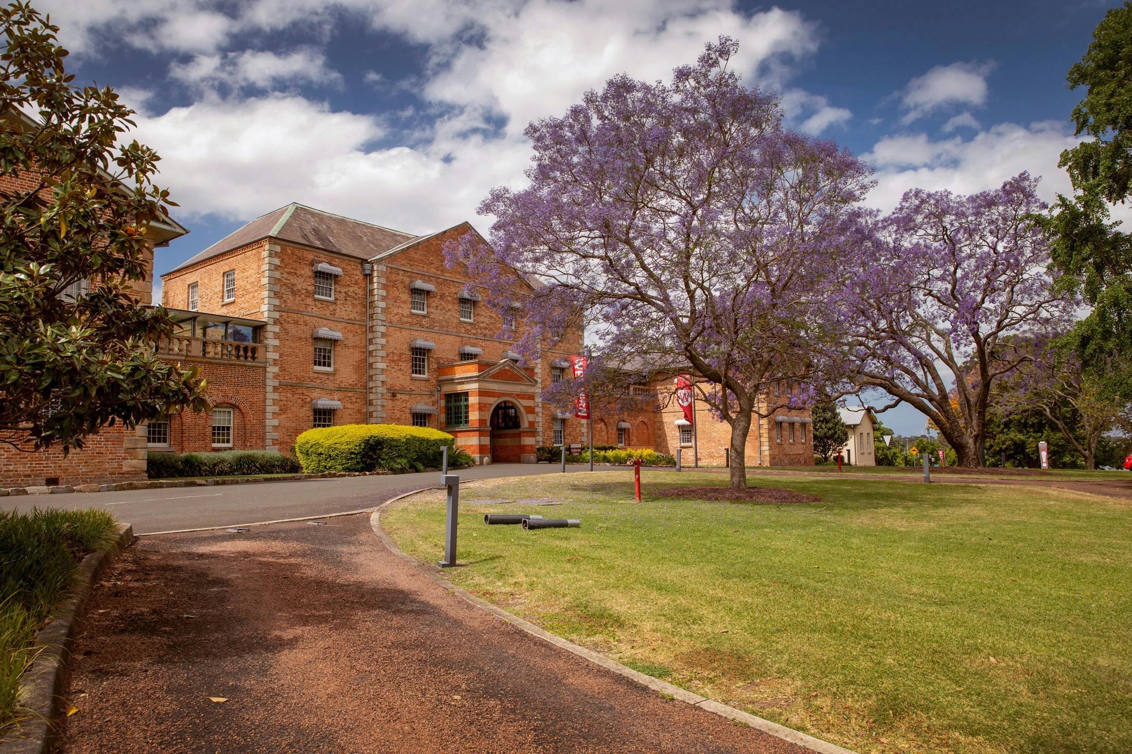Female Orphan School on campus filled with Jacarandas in Spring