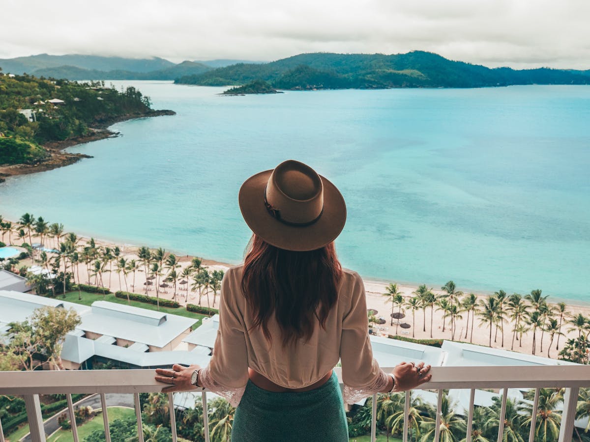 Ocean views from an Hamilton Island accommodation house balcony  overlooking Whitsunday Island