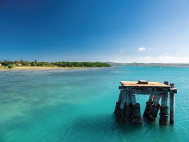 Iconic Torres Strait Islands view from the Horn Island Jetty to Thursday Island Iconic Torres Strait Islands view from the Horn Island Jetty to Thursday Island
