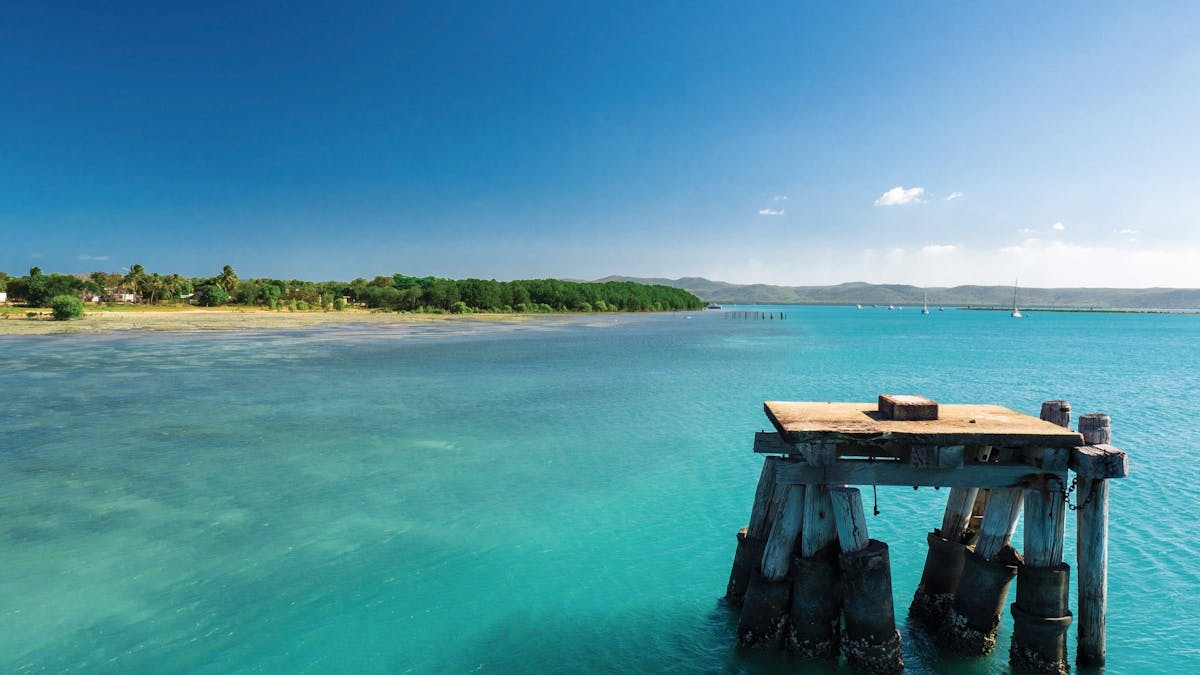 Iconic Torres Strait Islands view from the Horn Island Jetty to Thursday Island