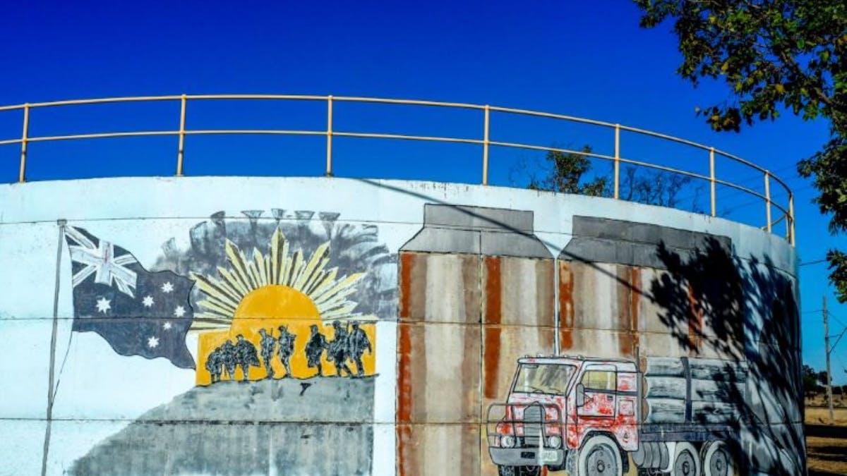 Water Tower painted by local artists/