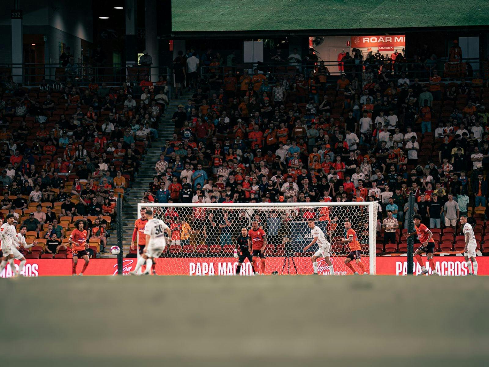 Match action for the Brisbane Roar at Suncorp Stadium