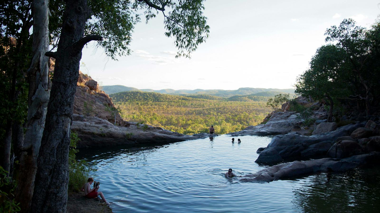 Relax at Gunlom Falls on the Kakadu Walking Adventure