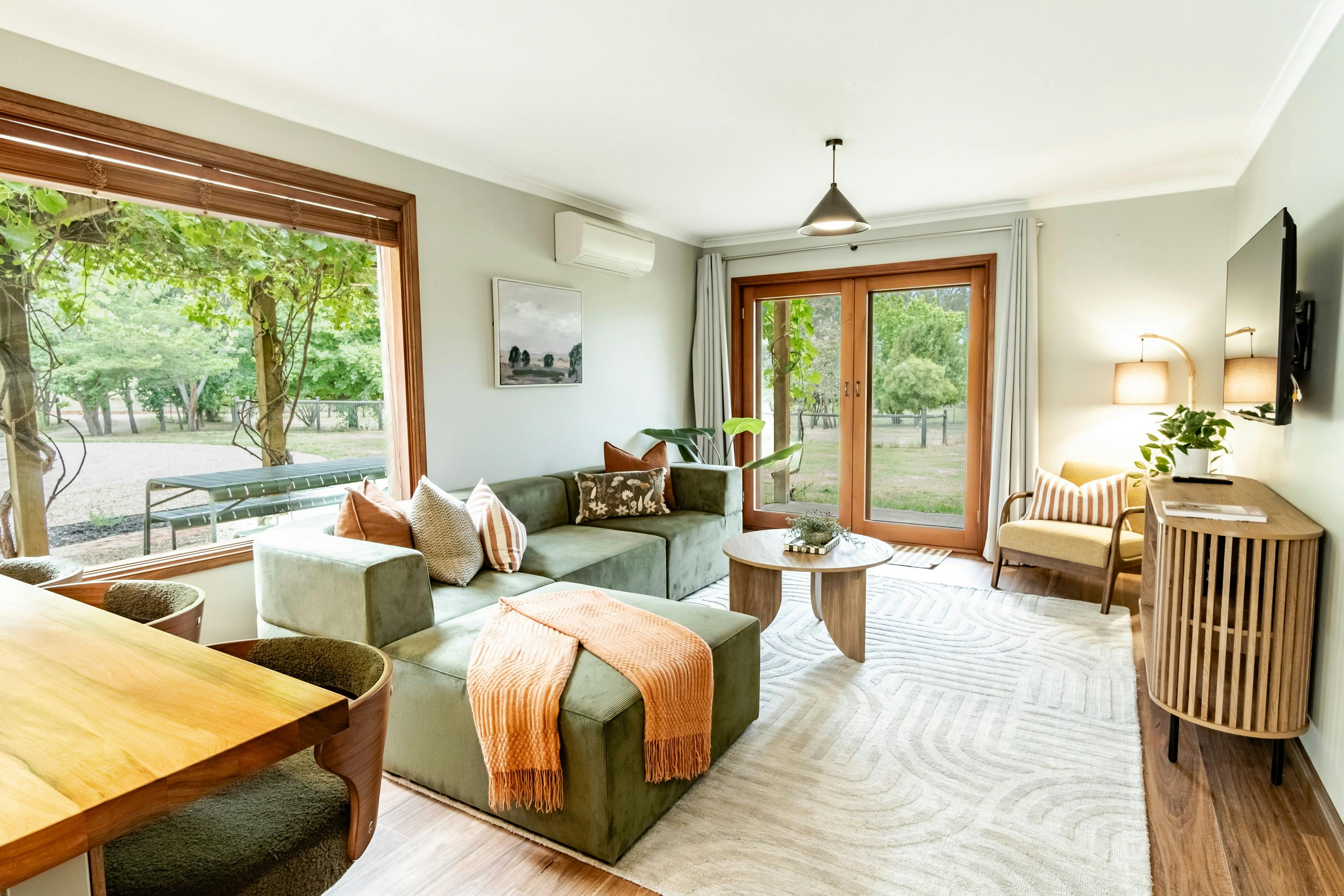 Living room at Buffalo Bliss with Alpine Valley Getaways