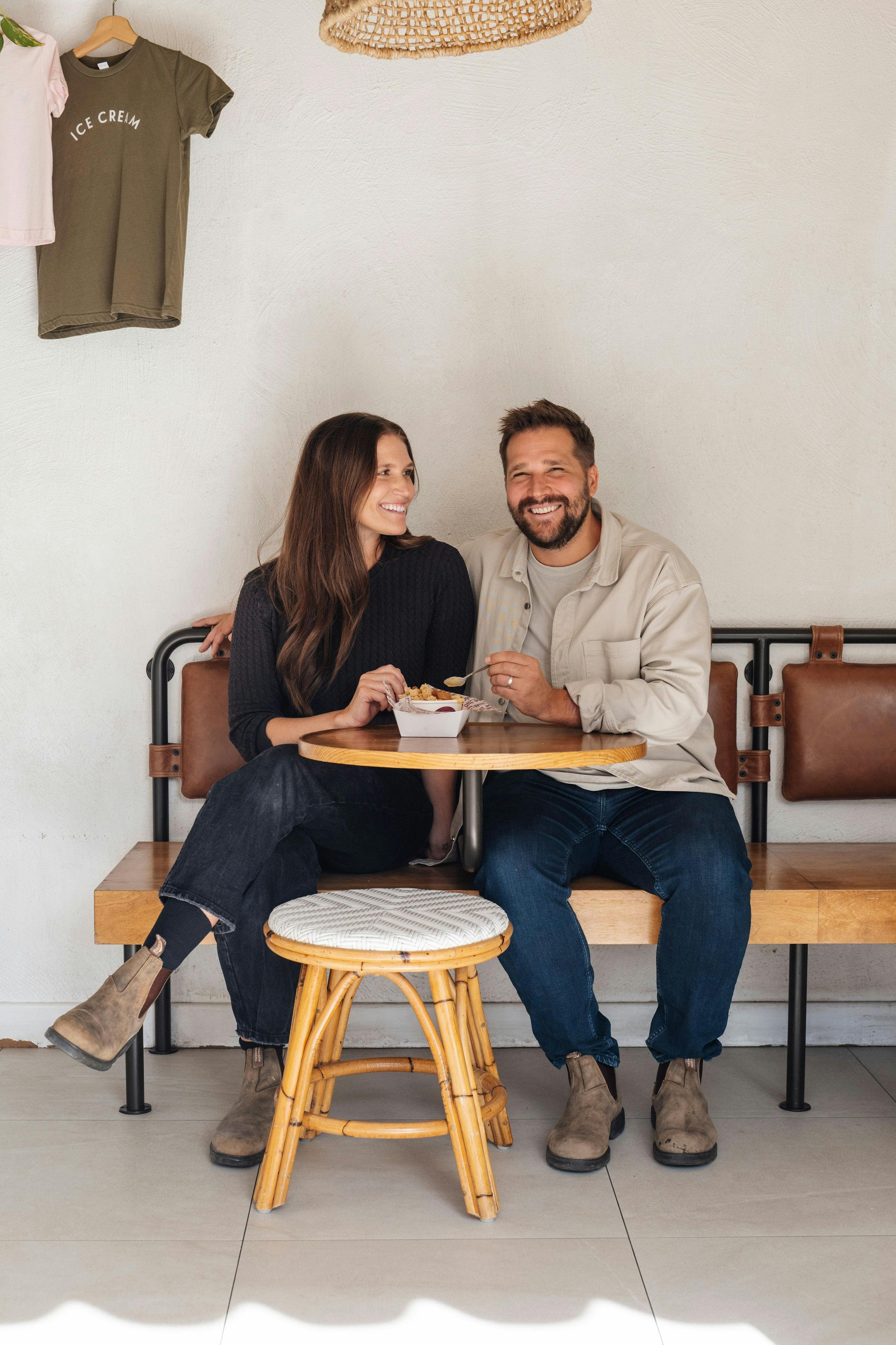 Co owners Mati and Kaitlyn Kuld sharing a Kuld Crumble