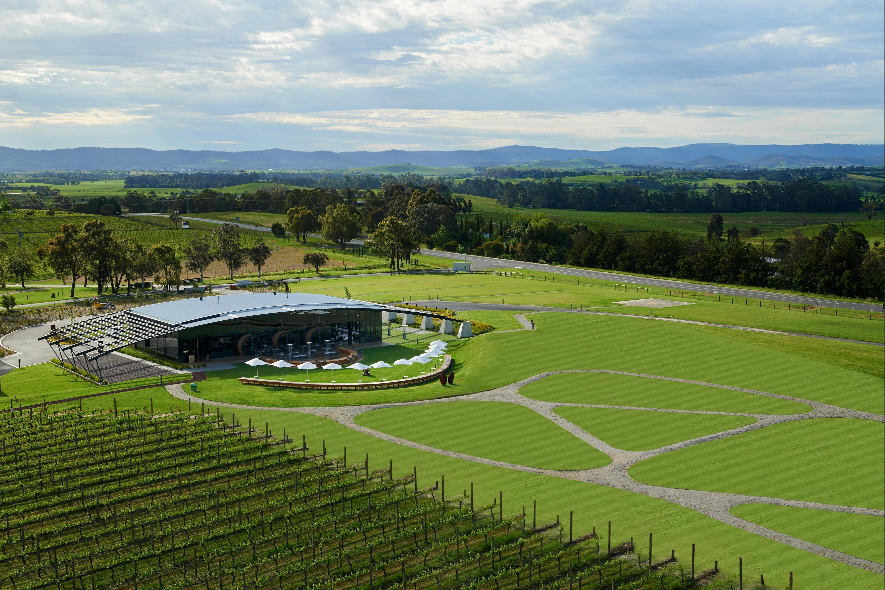 Aerial view of Levantine Hill in the Yarra Valley