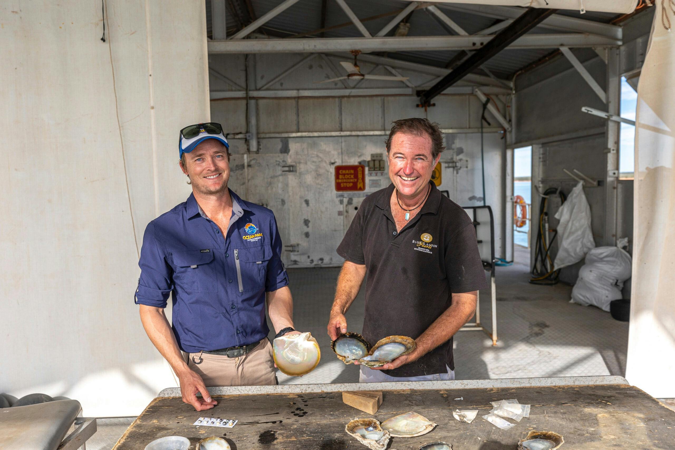 Robbie and Ed with pearls