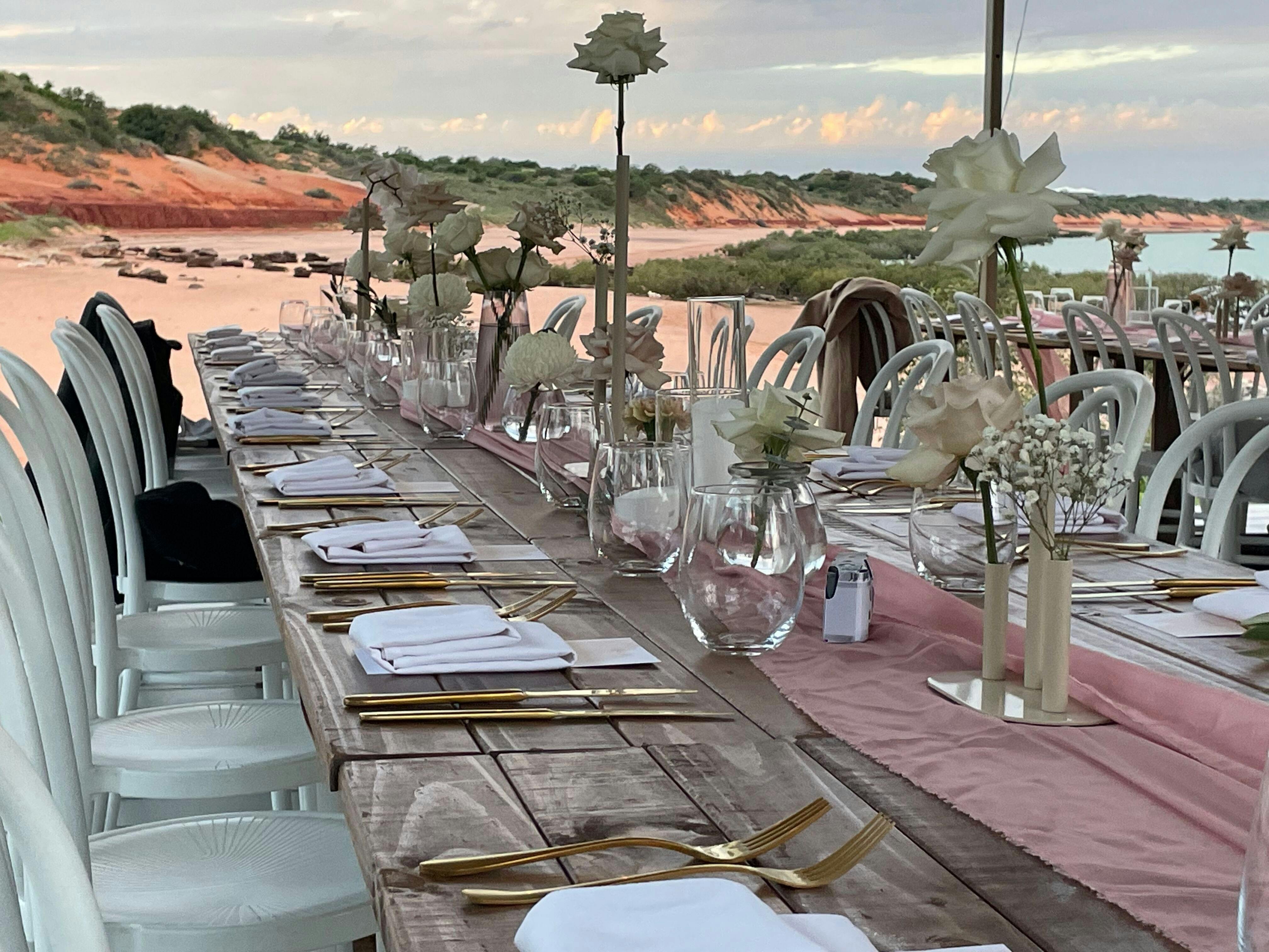 Broome Weddings and Events long table dinner