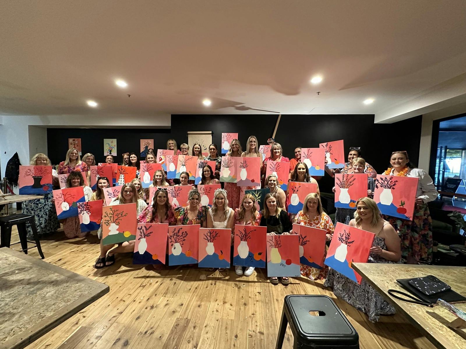 Hen's Celebration showing off their masterpieces!