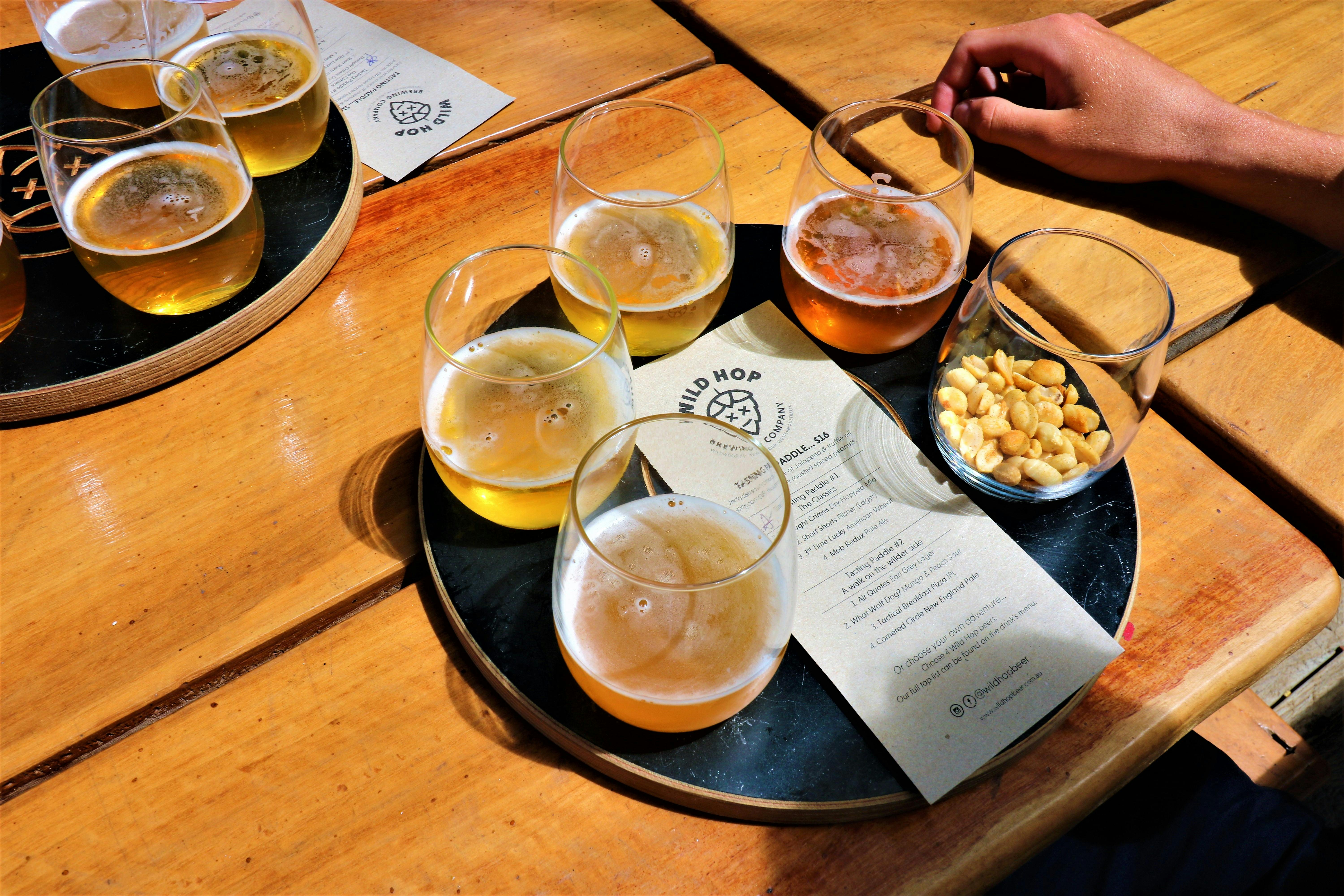 Beer tasting platter at The Wild Hop Brewery in Margaret River.