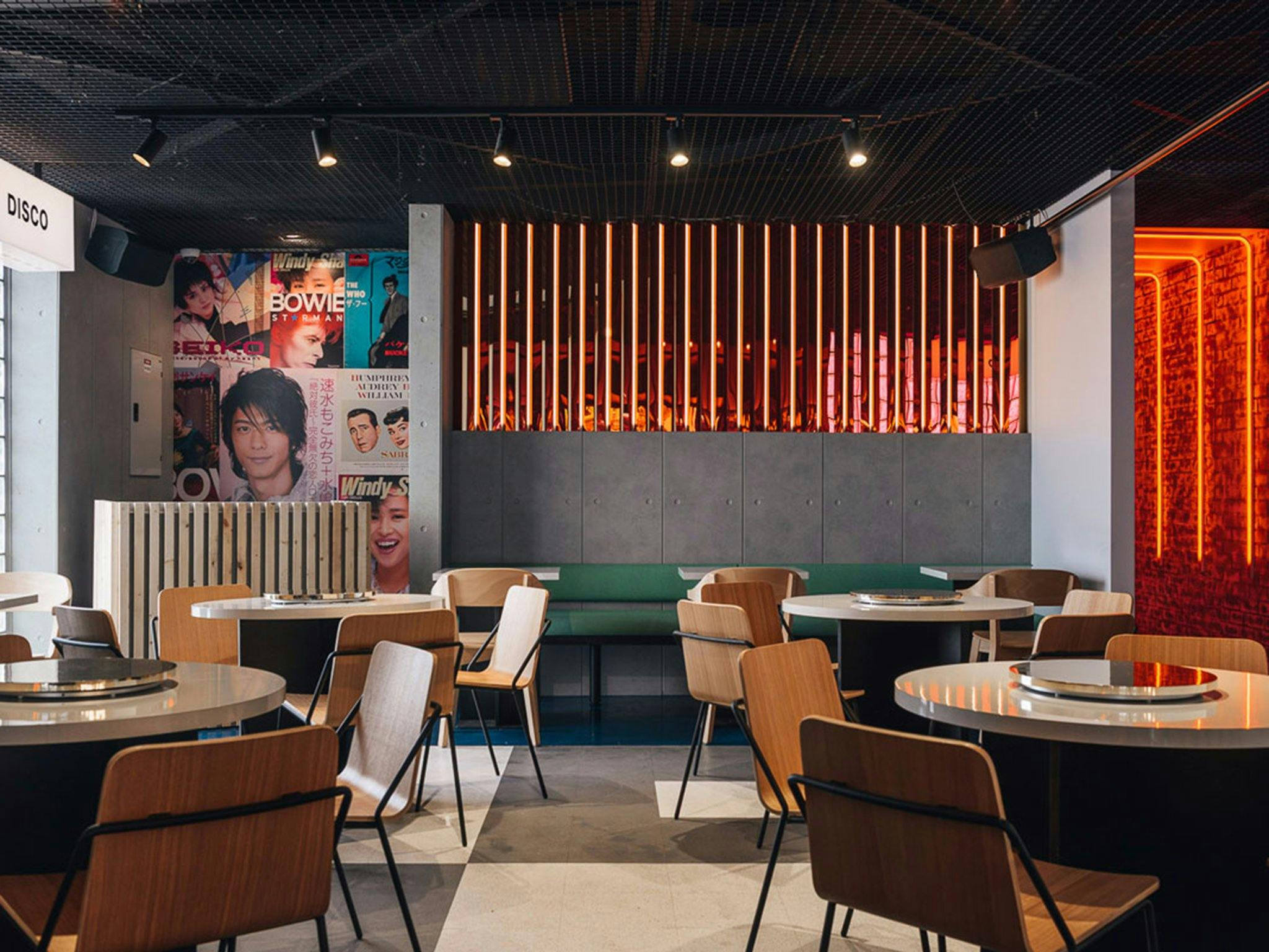 Restaurant interior at night