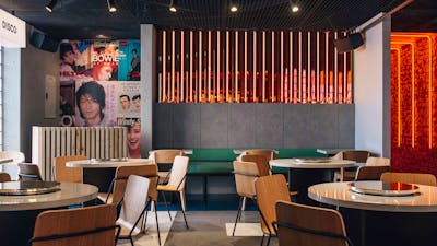 Restaurant interior at night