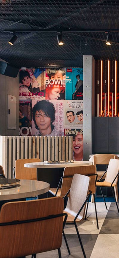 Restaurant interior at night